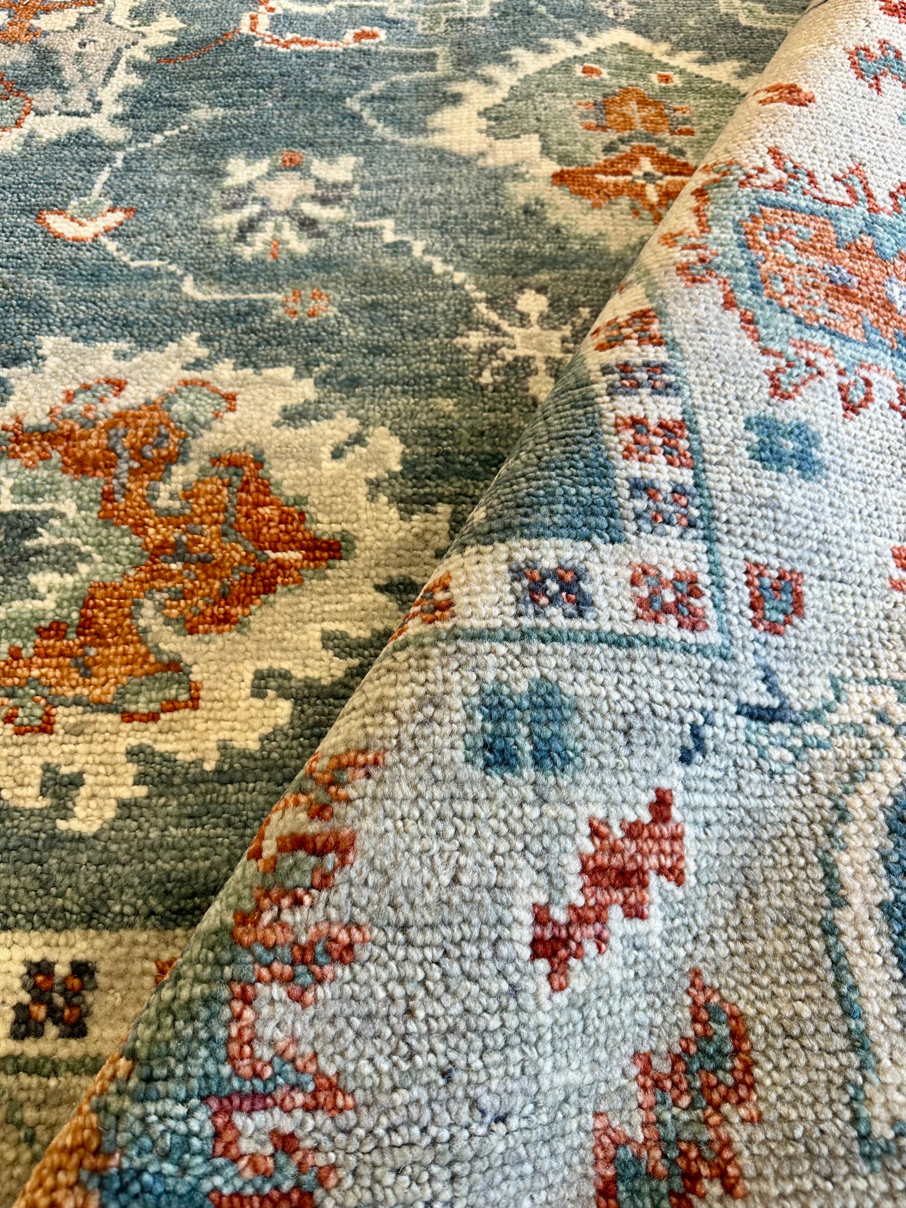 Mysterious Madame 9x12 Blue Hand-Knotted Oushak Rug