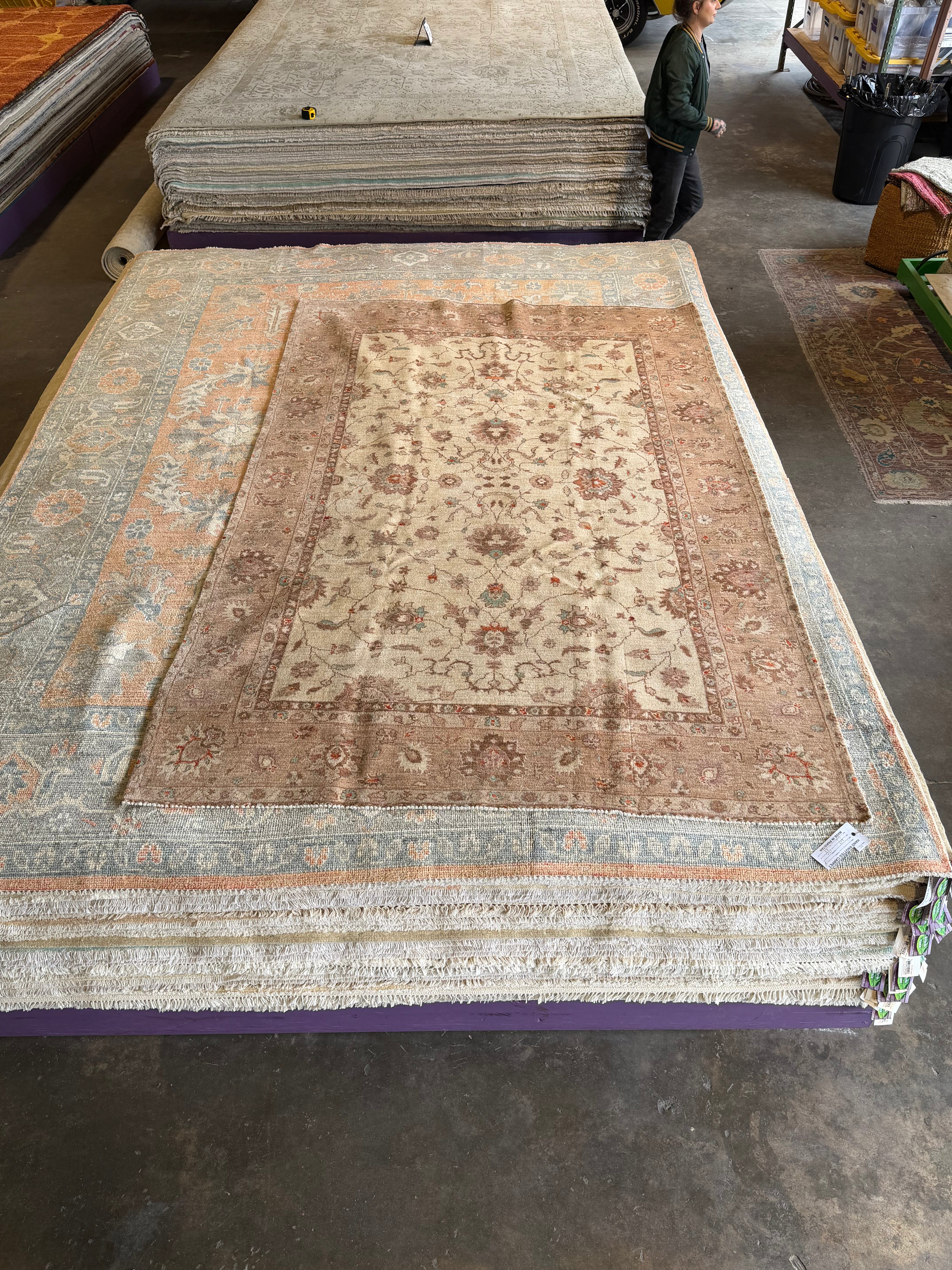 Lexi Wood 5.6x8.8 Pink and Ivory Whitewashed Hand-Knotted Oushak