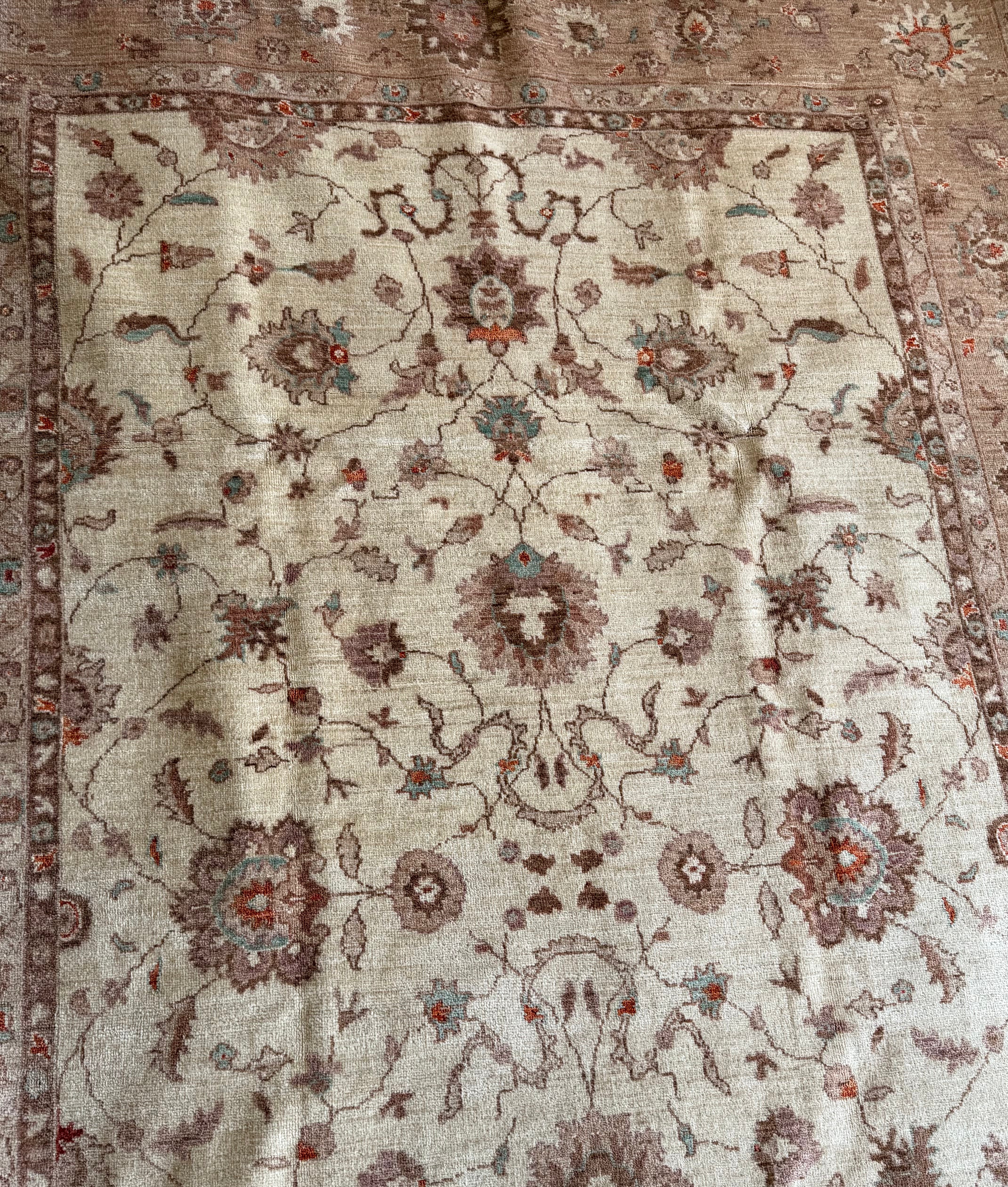 Lexi Wood 5.6x8.8 Pink and Ivory Whitewashed Hand-Knotted Oushak