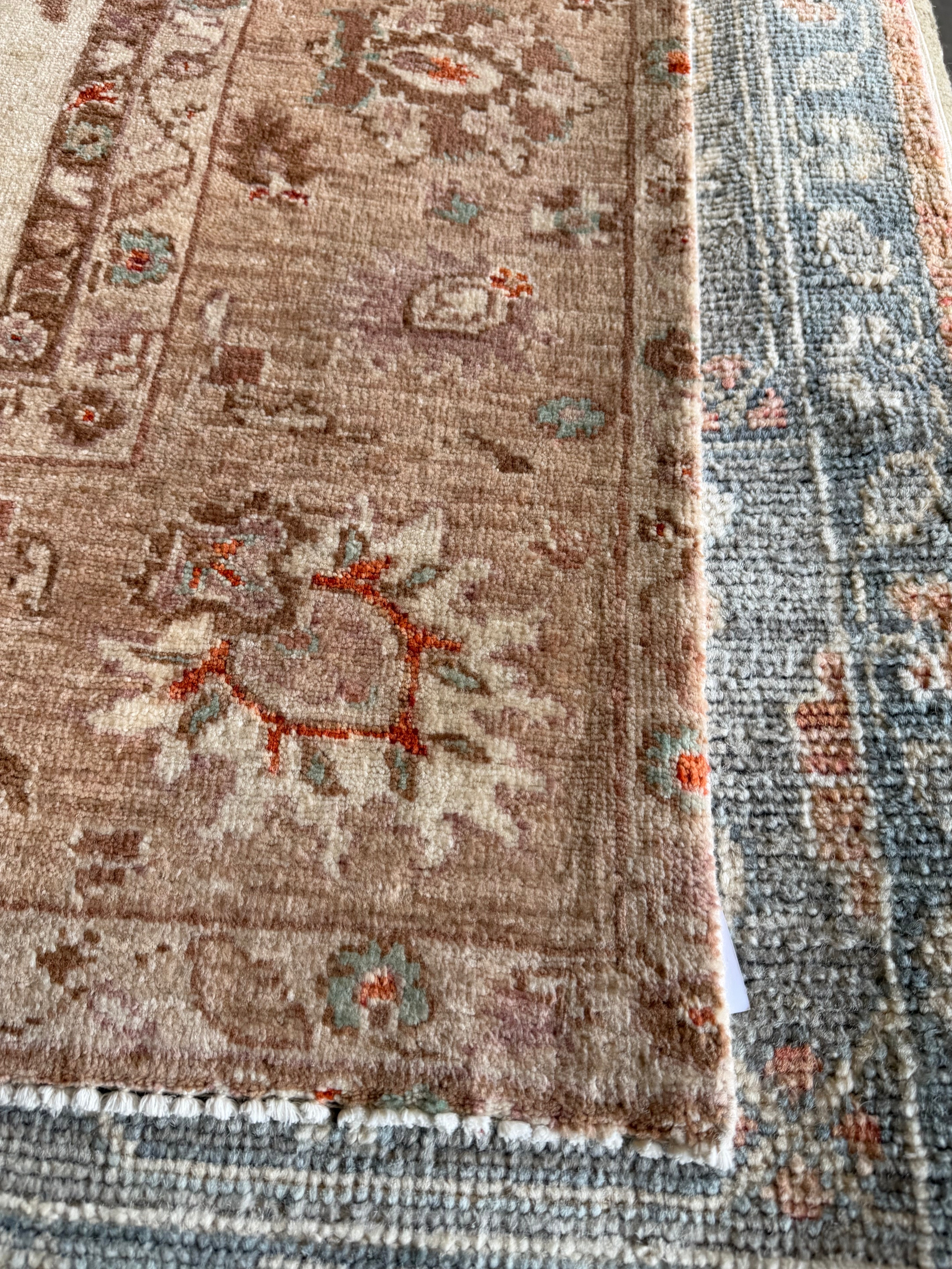 Lexi Wood 5.6x8.8 Pink and Ivory Whitewashed Hand-Knotted Oushak