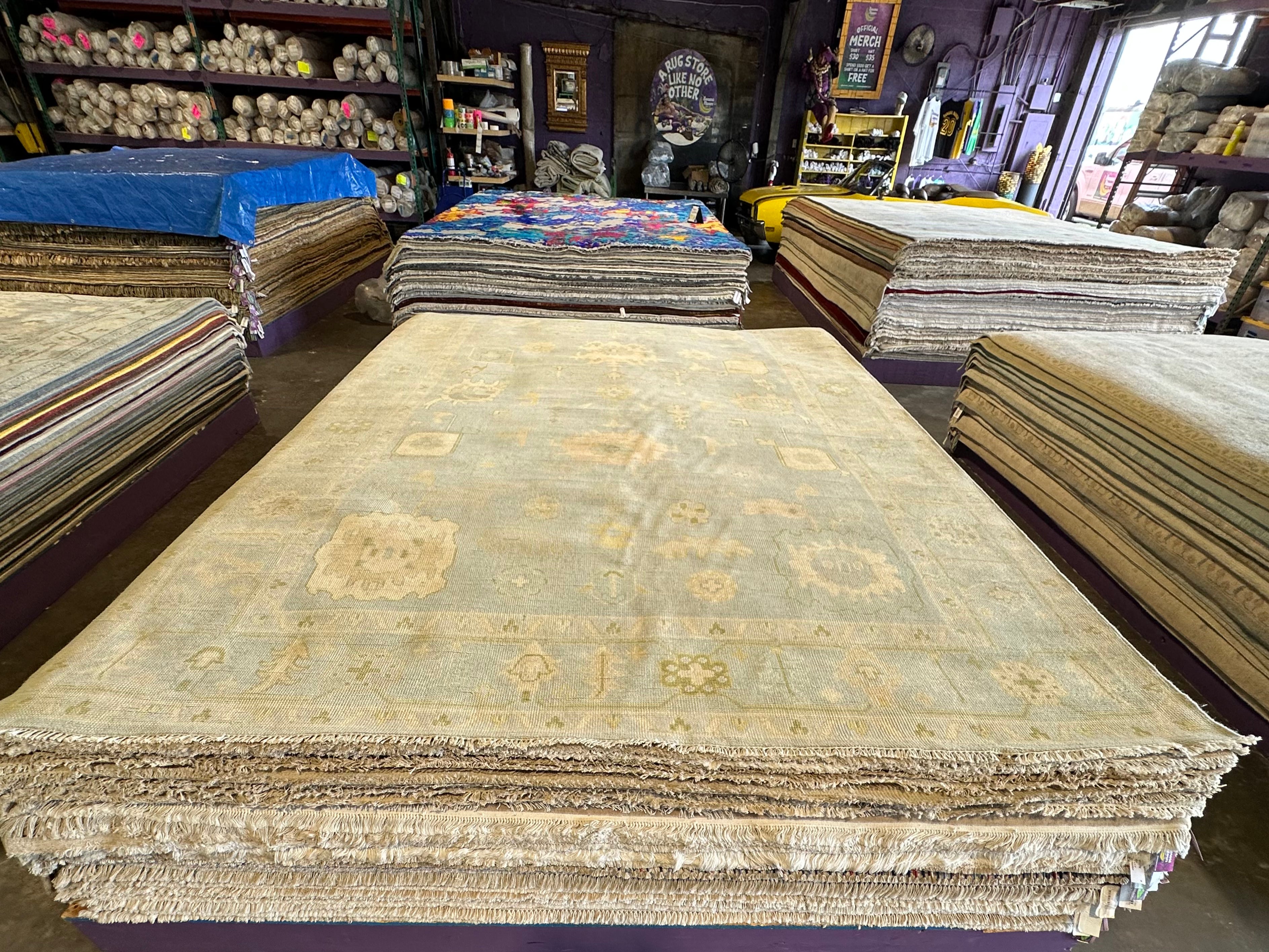 Eva Anderson 9x13 Light Blue Hand-Knotted Oushak Rug