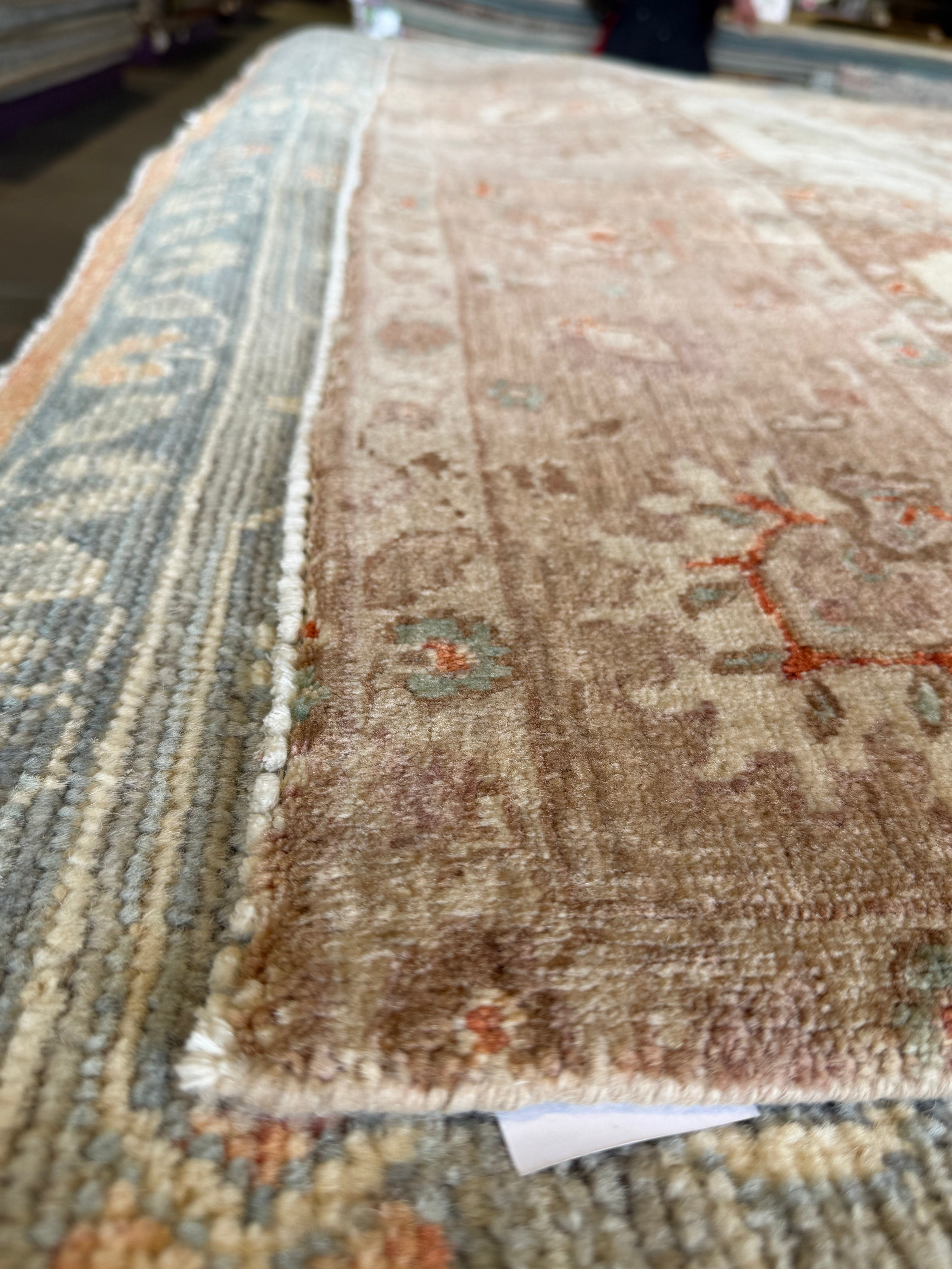 Lexi Wood 5.6x8.8 Pink and Ivory Whitewashed Hand-Knotted Oushak