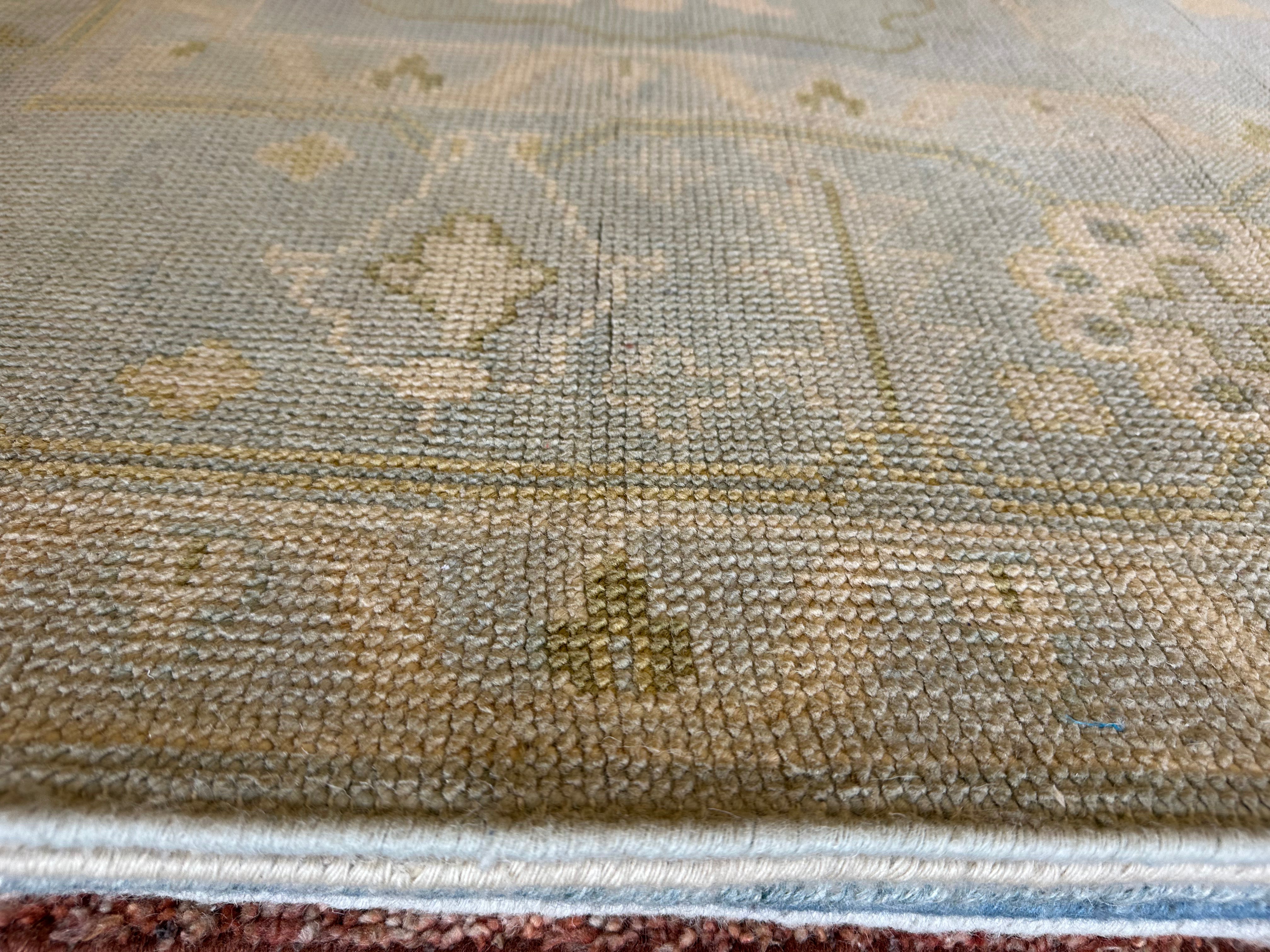 Eva Anderson 9x13 Light Blue Hand-Knotted Oushak Rug