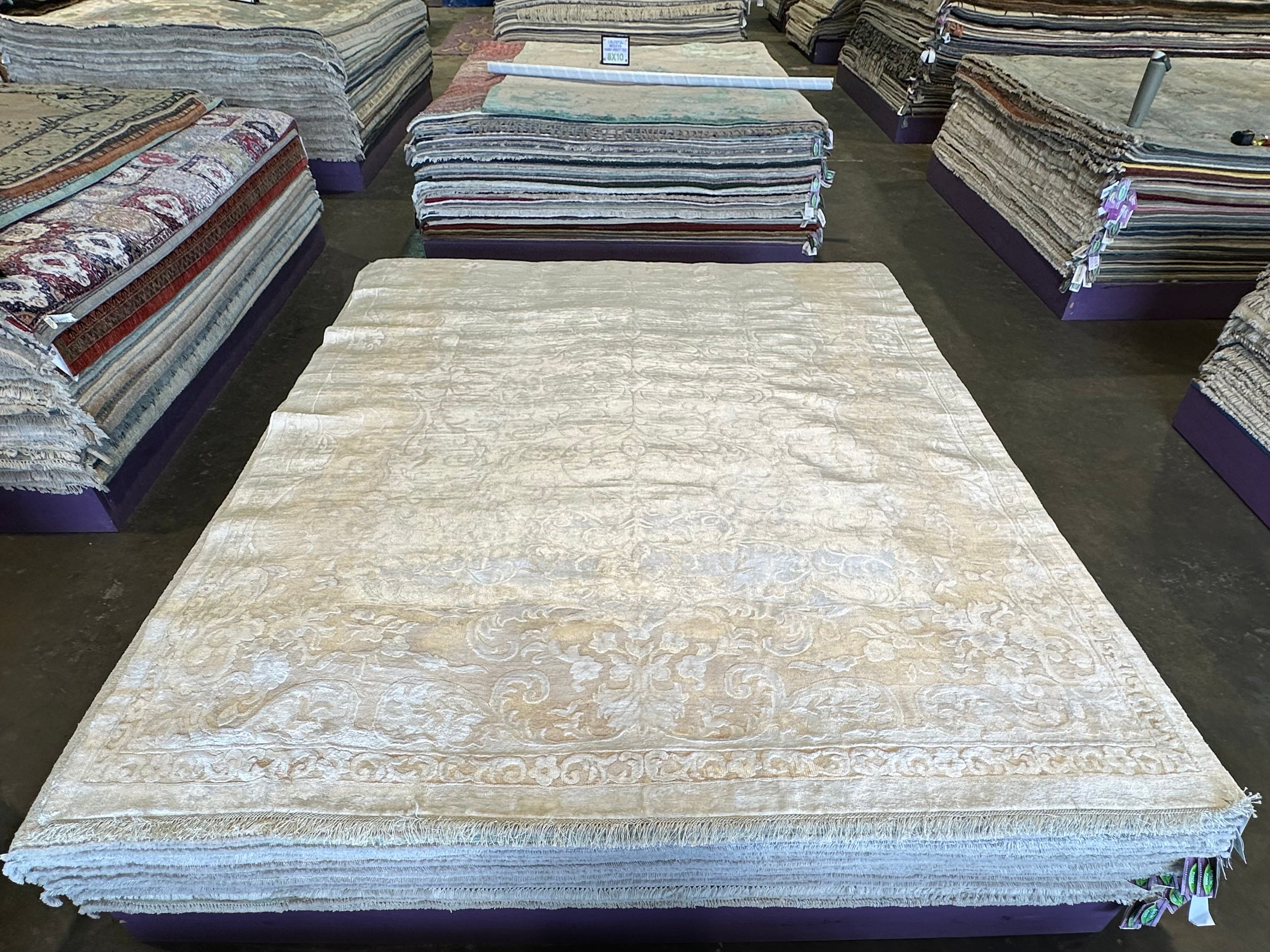 Kate Herron 8x11.6 Silver Hand-Knotted Kashan Rug