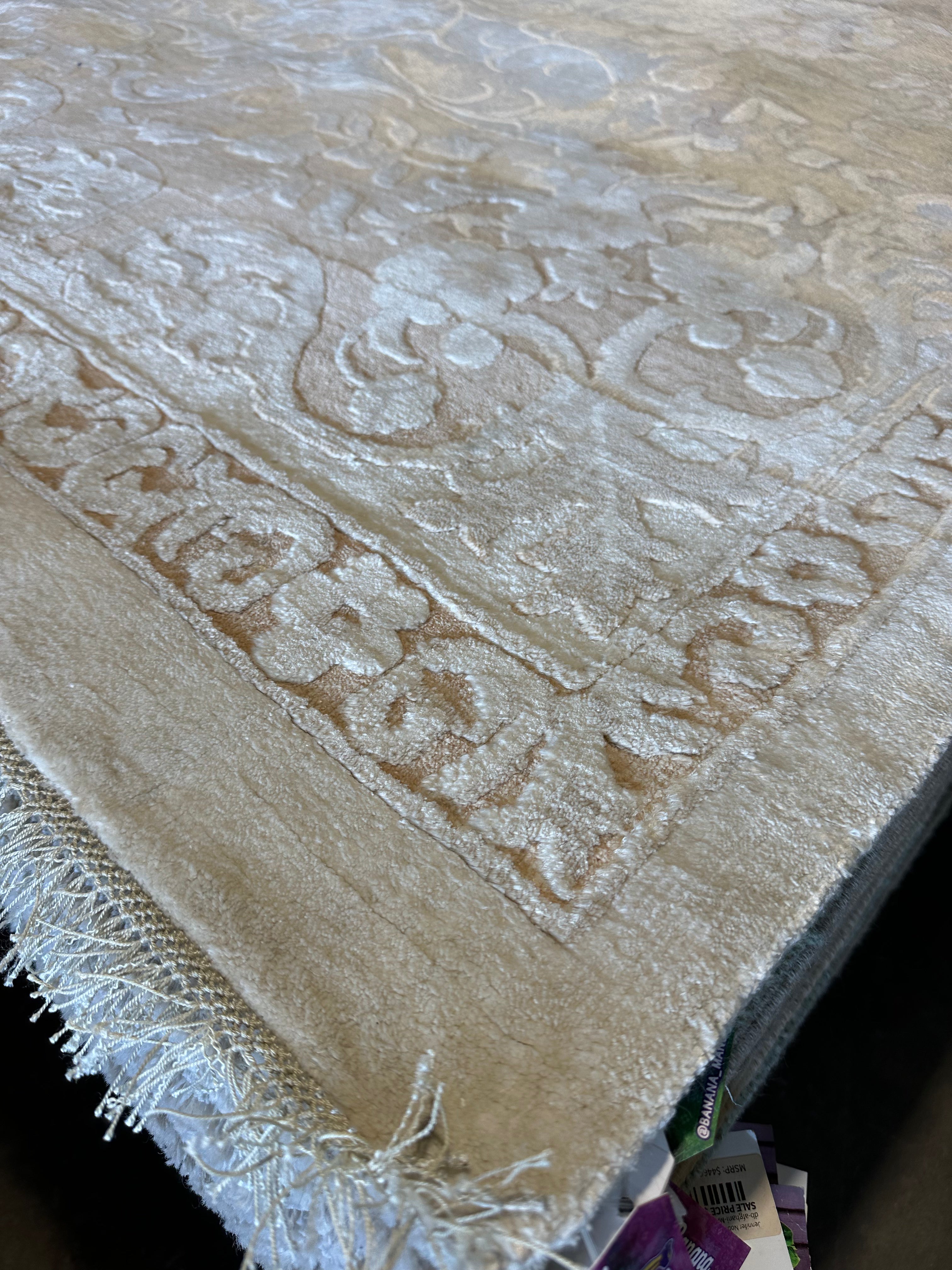 Kate Herron 8x11.6 Silver Hand-Knotted Kashan Rug