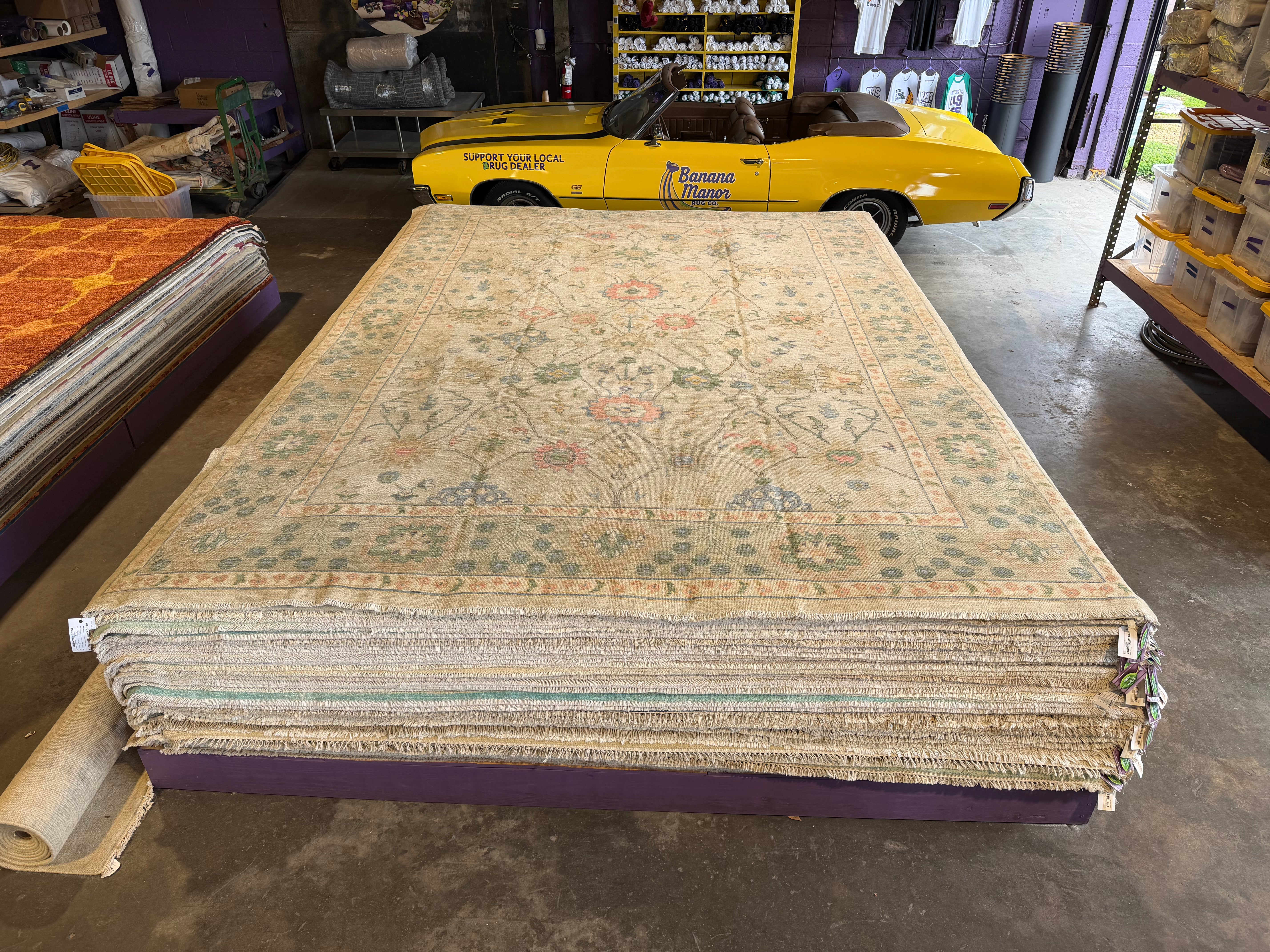 Kylie Cooke 10.2x13.8 Cream Multi Whitewashed Hand-Knotted Oushak