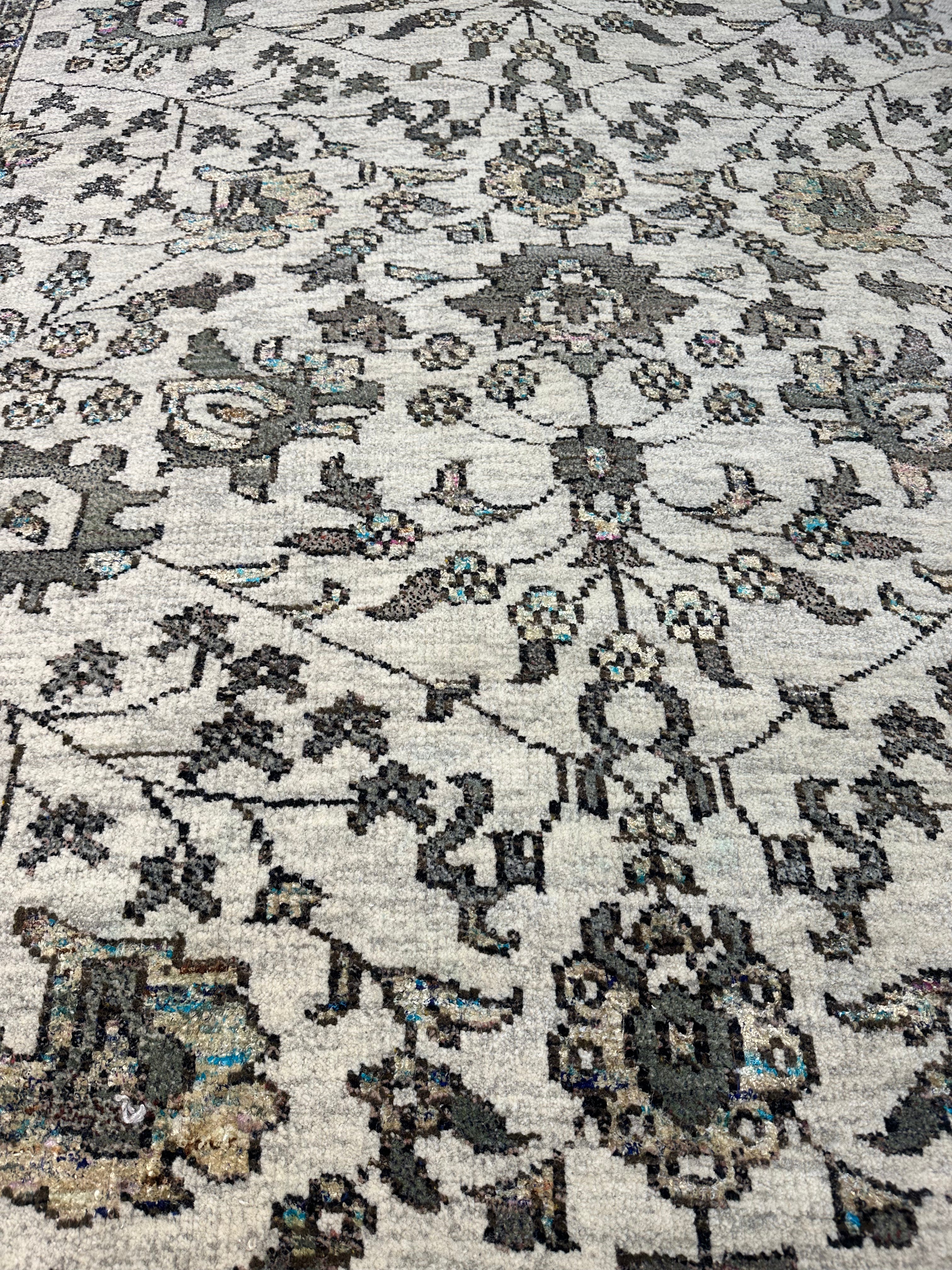 Lilli Stein 8x10 Silver Hand-Knotted Oushak Rug