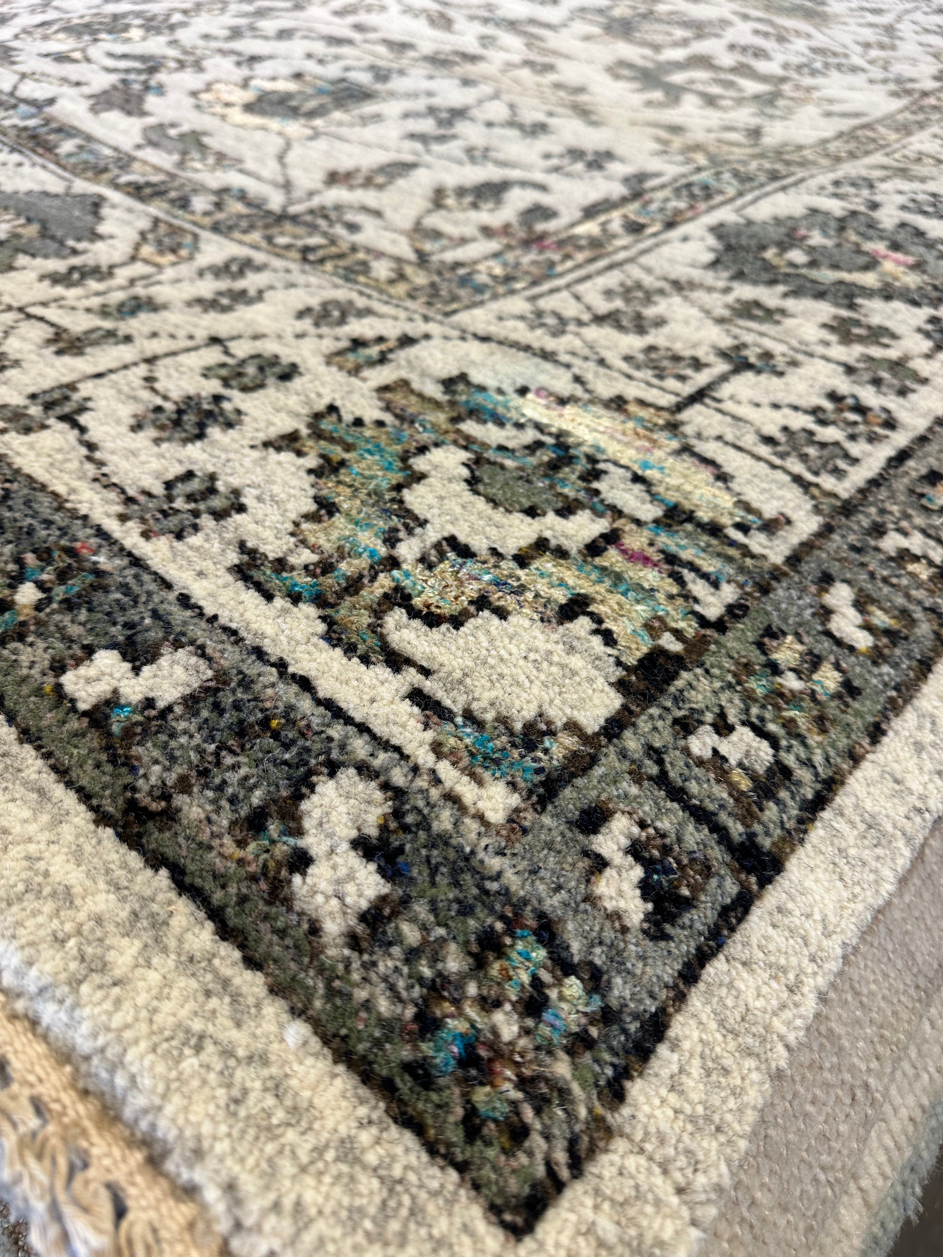Lilli Stein 8x10 Silver Hand-Knotted Oushak Rug