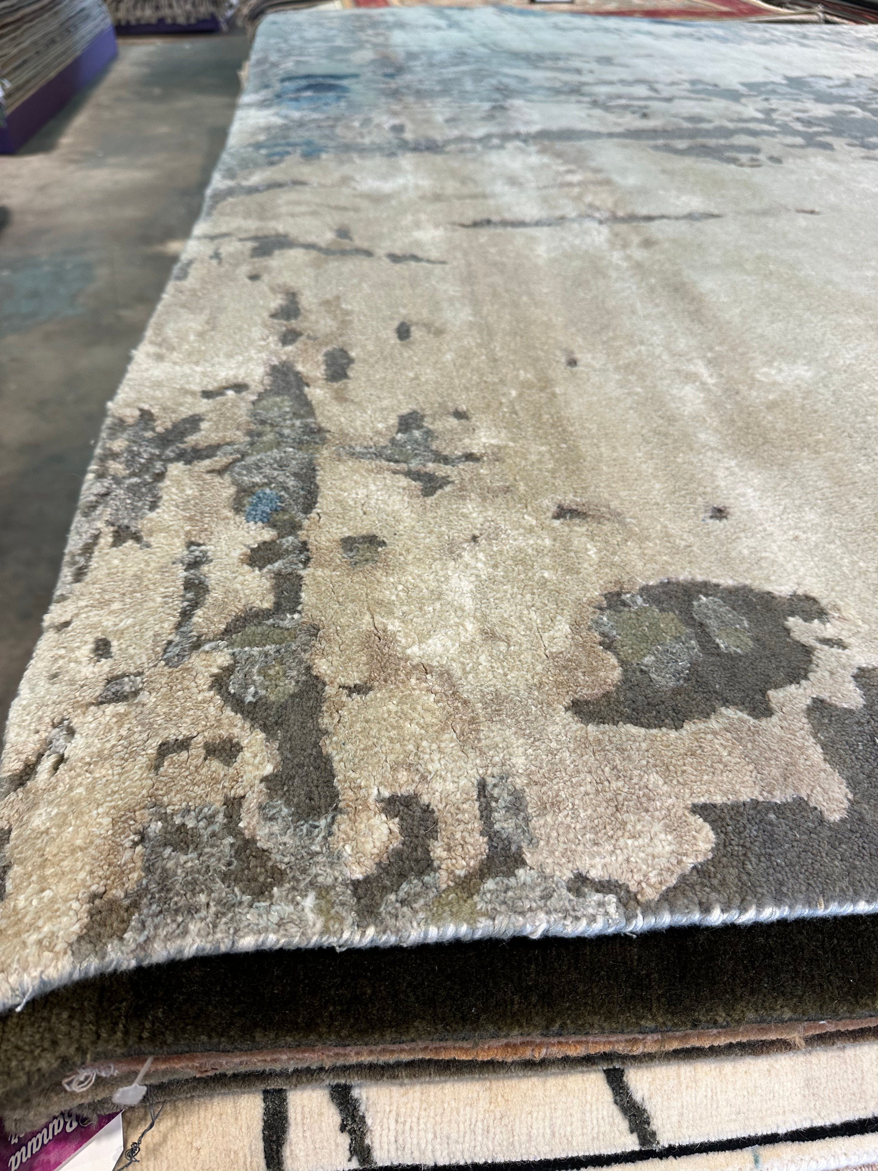Justin Borden 8.9X11.9 Silver Hand-Knotted Modern Style Rug