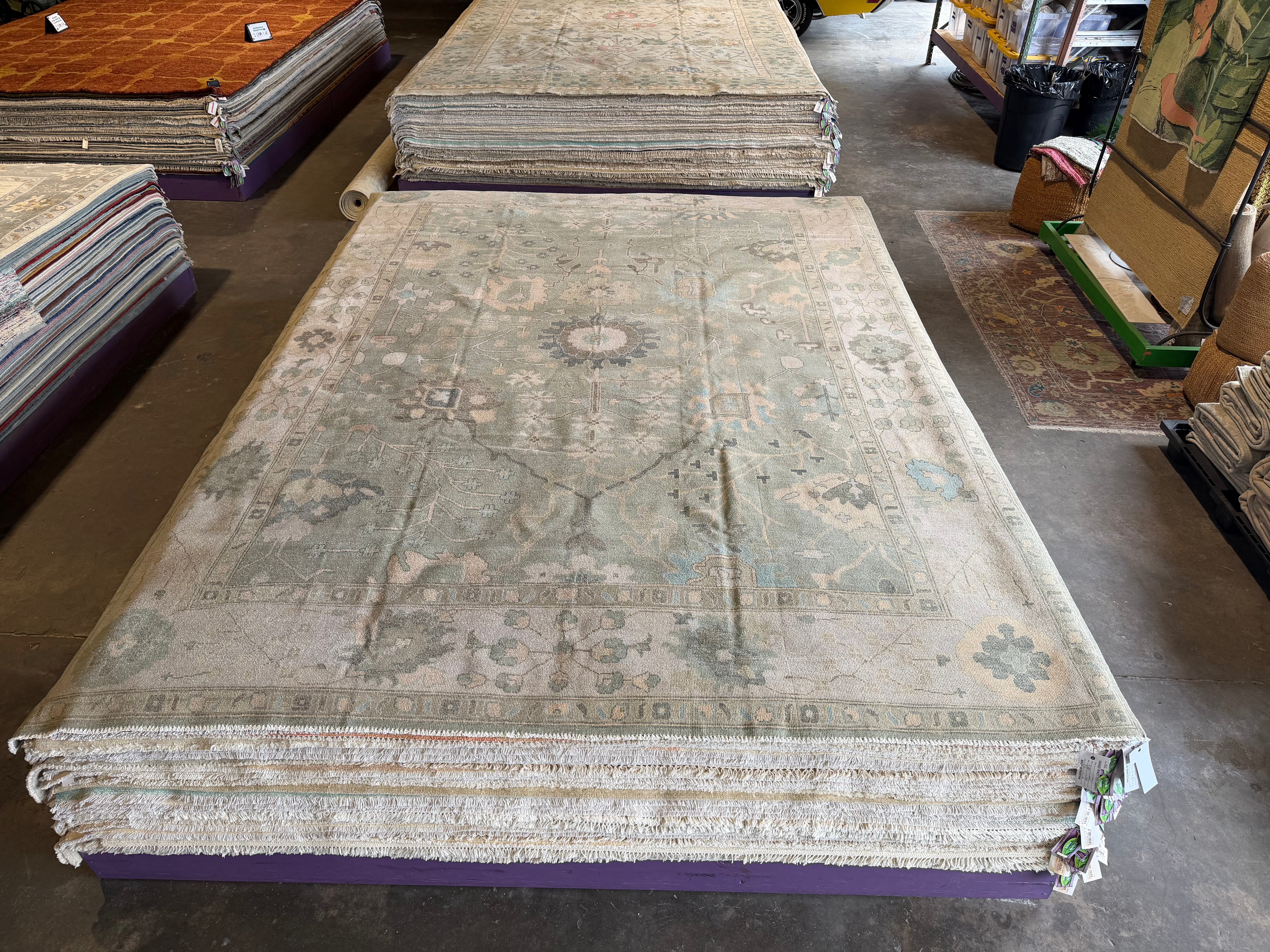 Silvia Teti 9x12.2 Blue Whitewashed Hand-Knotted Oushak