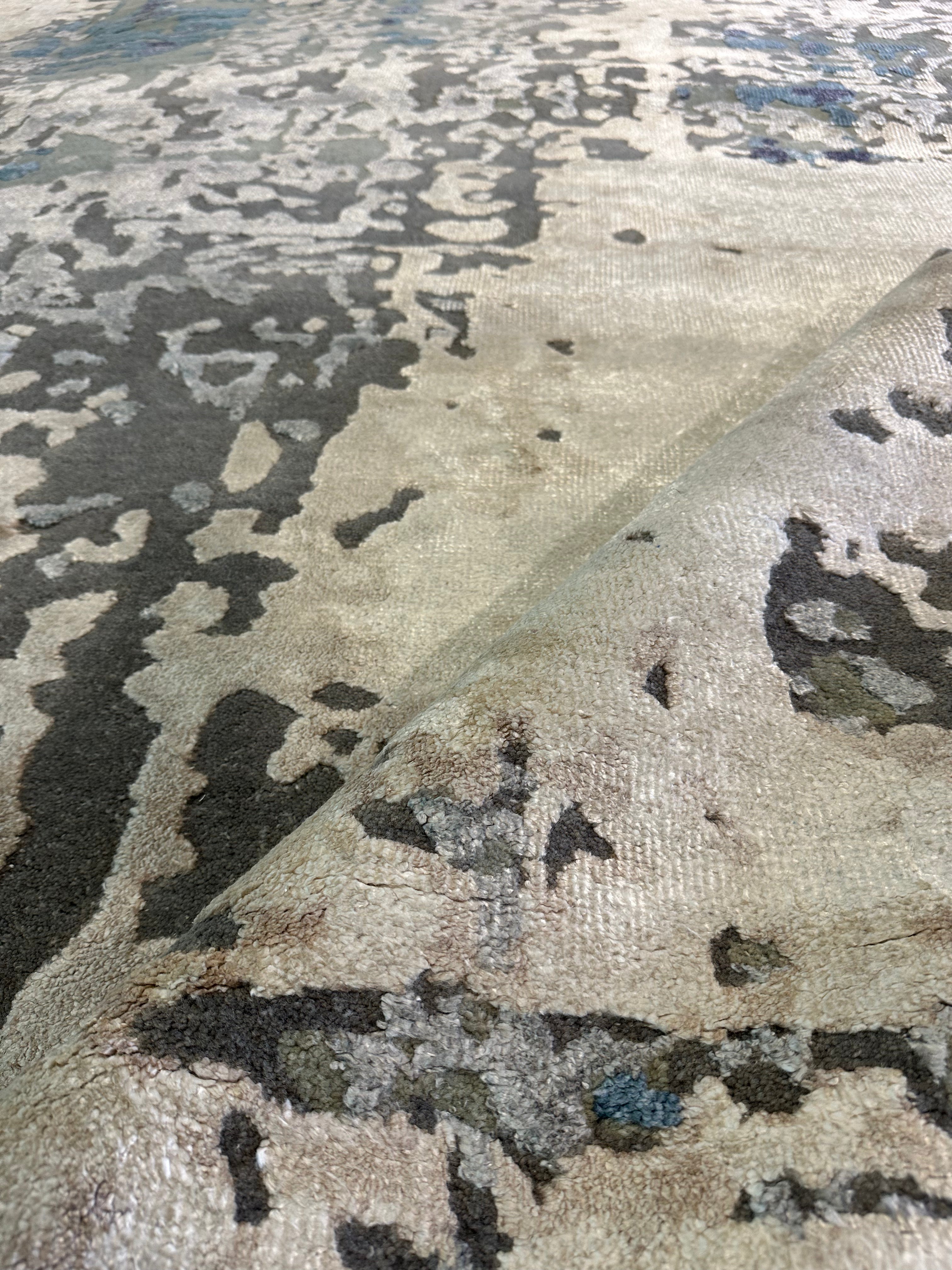 Justin Borden 8.9X11.9 Silver Hand-Knotted Modern Style Rug