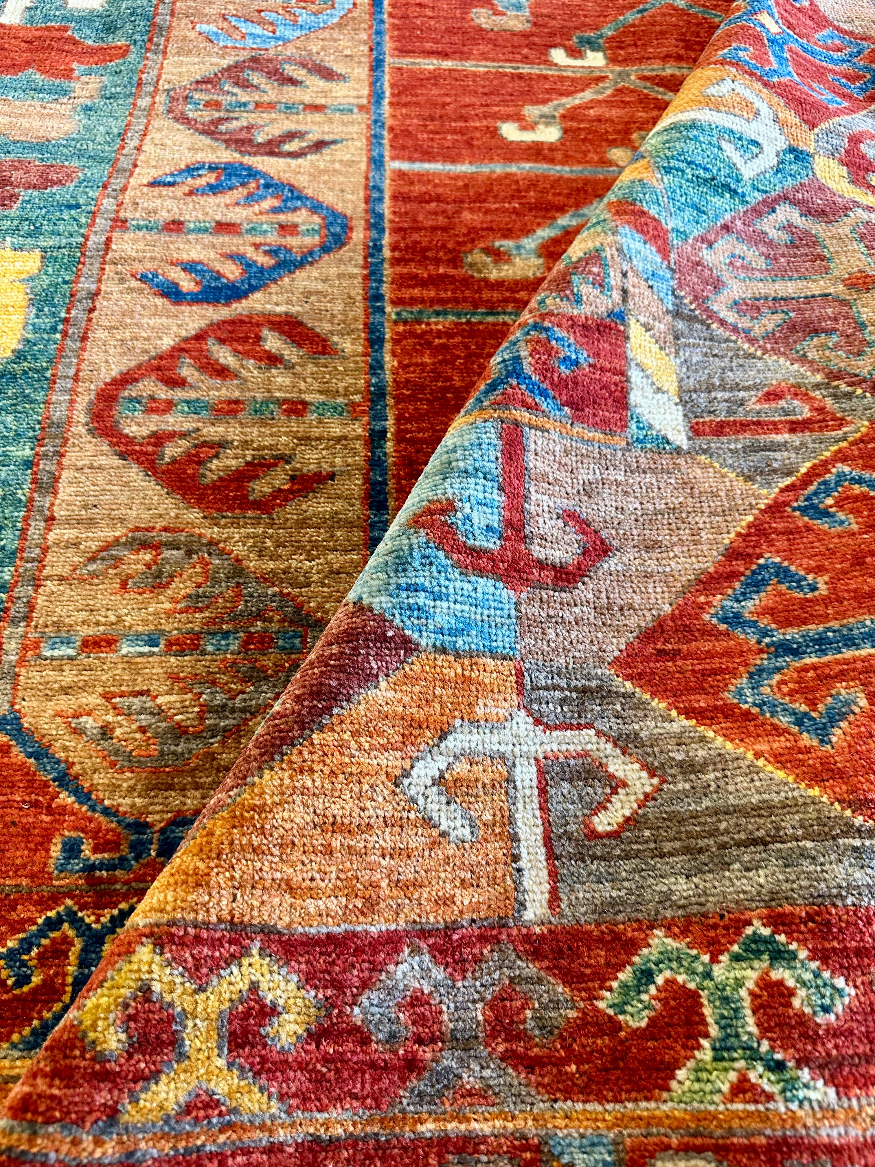 Caroline Sackler 9.1x10.10 Red Hand-Knotted Humna Rug