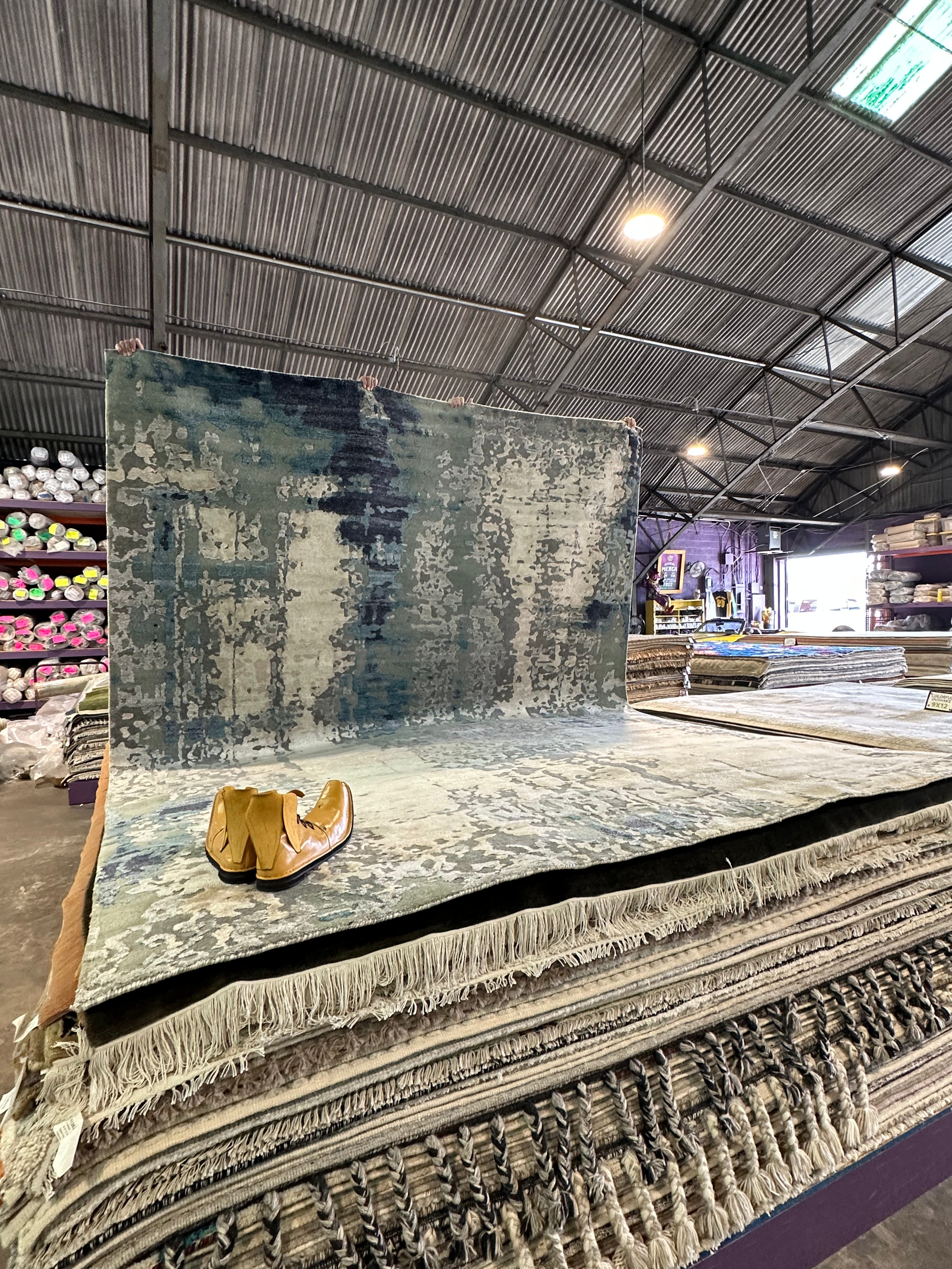 Justin Borden 8.9X11.9 Silver Hand-Knotted Modern Style Rug