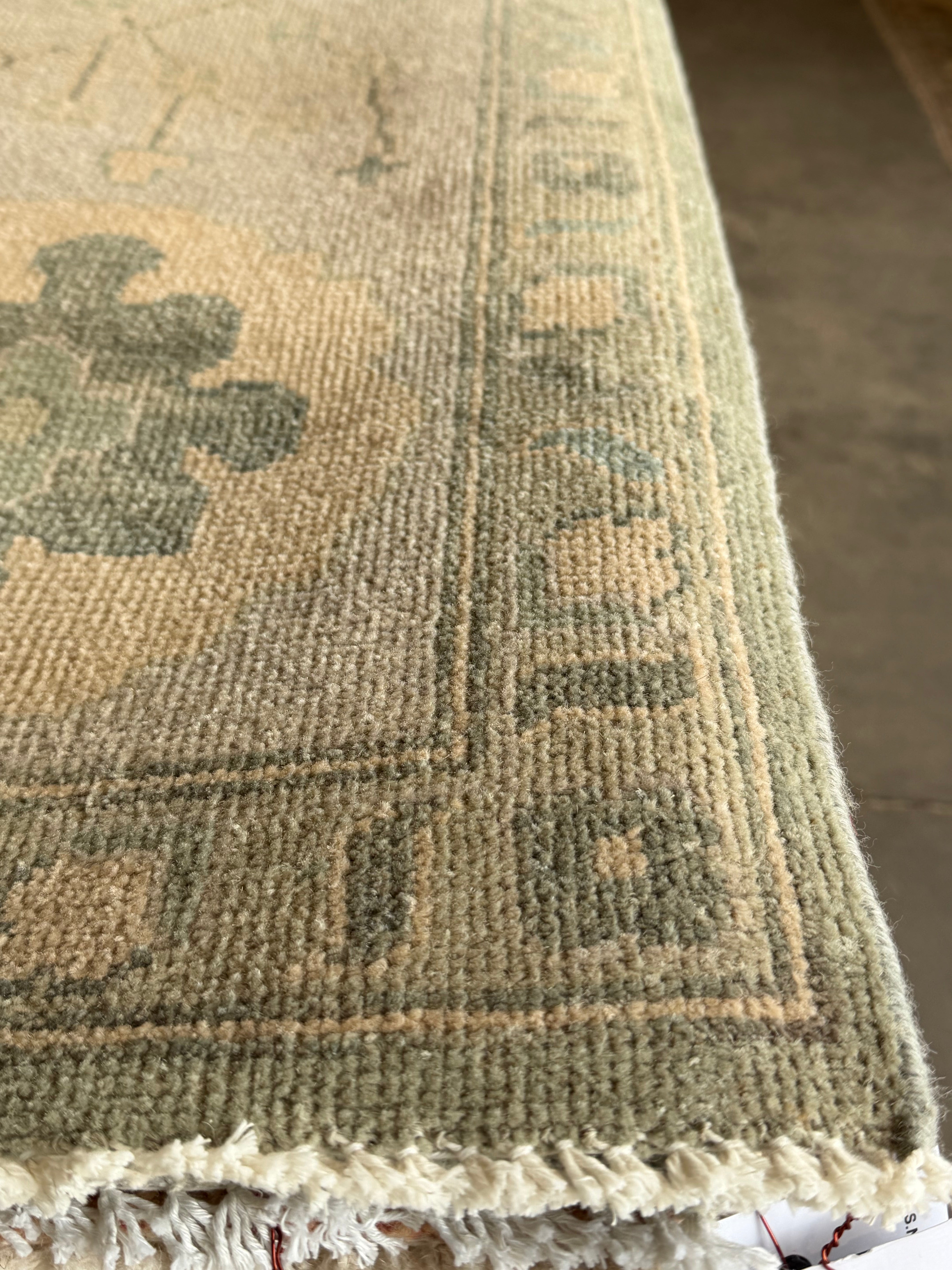 Silvia Teti 9x12.2 Blue Whitewashed Hand-Knotted Oushak