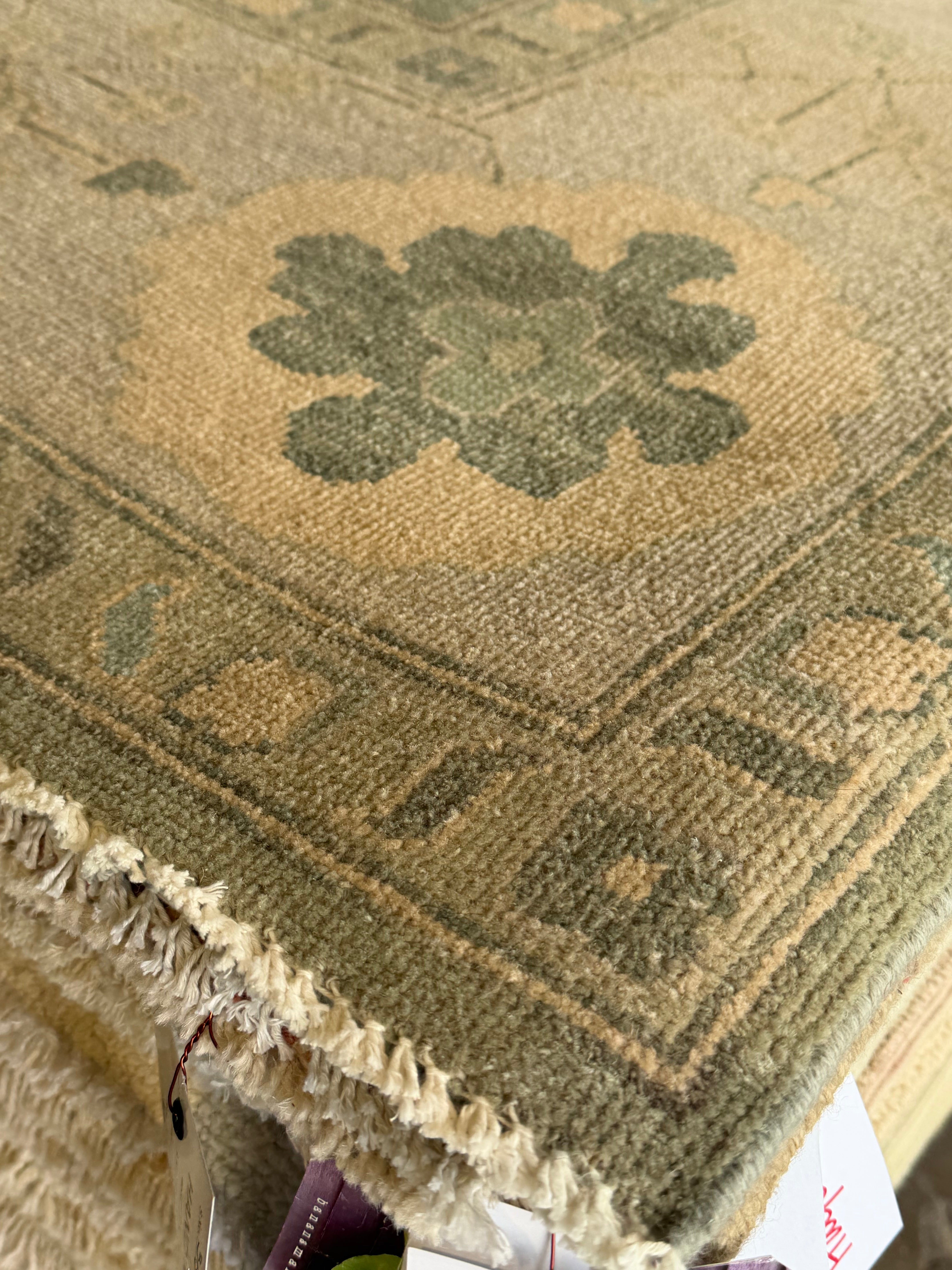 Silvia Teti 9x12.2 Blue Whitewashed Hand-Knotted Oushak