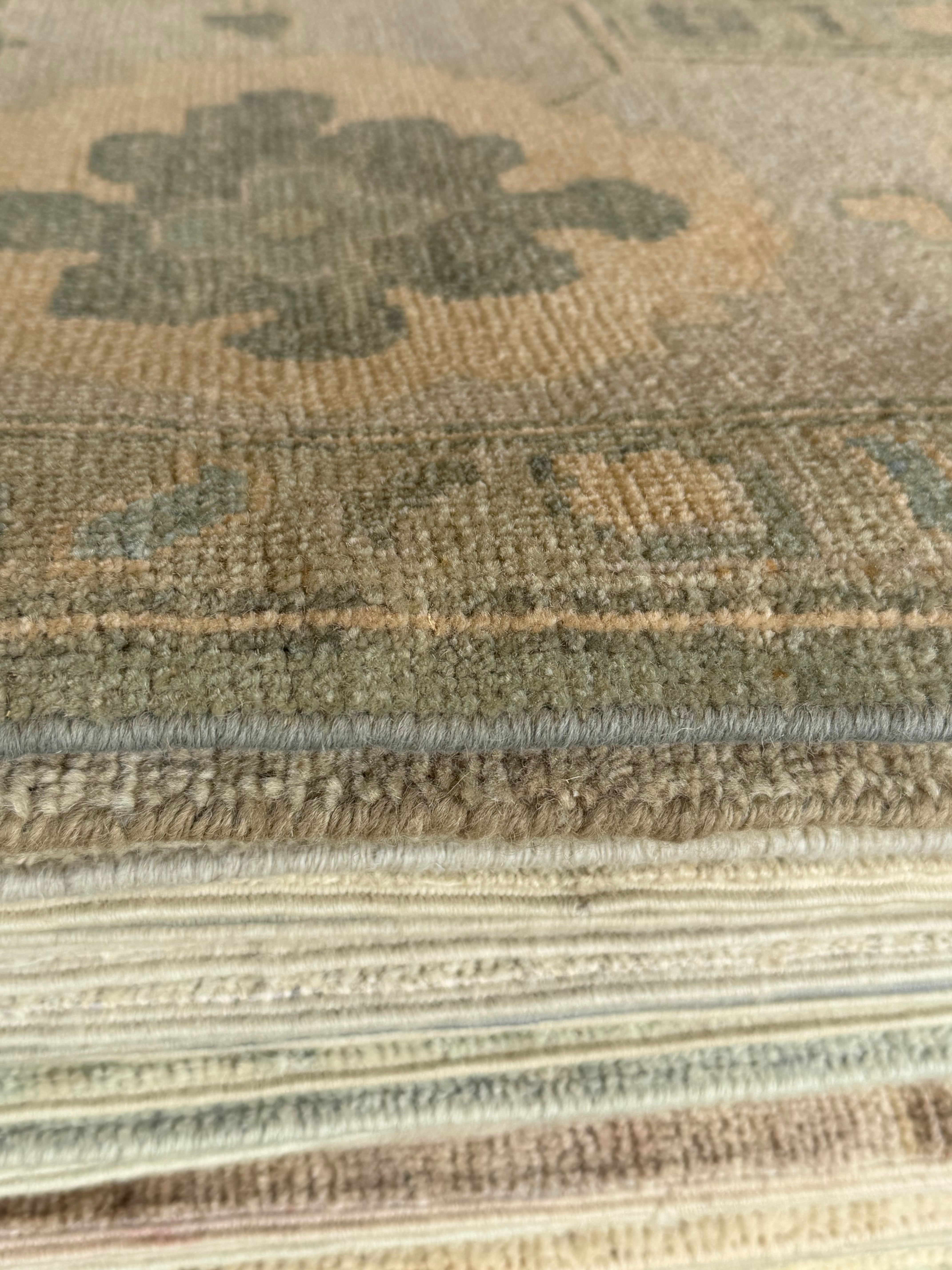 Silvia Teti 9x12.2 Blue Whitewashed Hand-Knotted Oushak