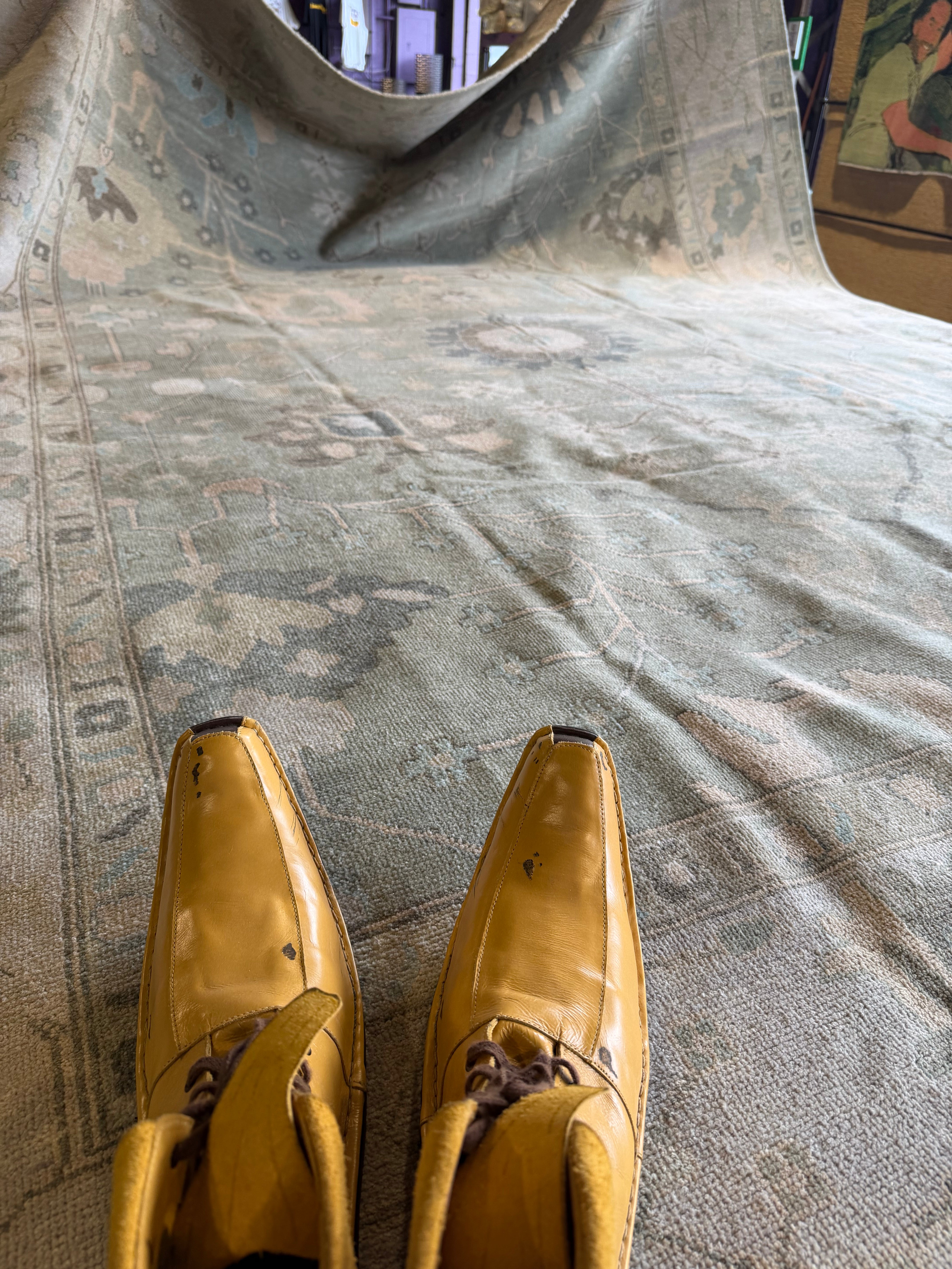 Silvia Teti 9x12.2 Blue Whitewashed Hand-Knotted Oushak