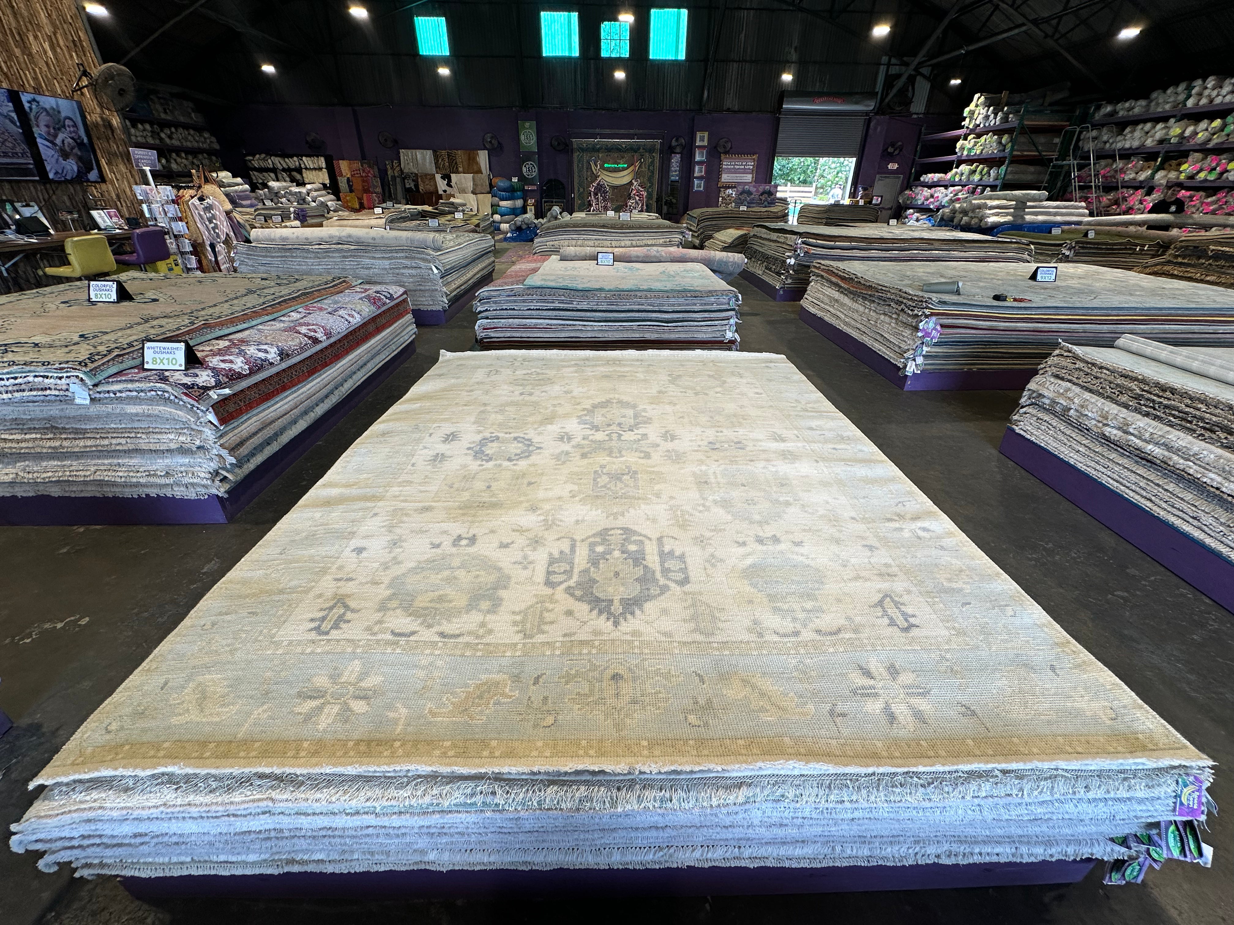 Carole Keen 8x9.9 Light Blue Hand-Knotted Oushak Rug