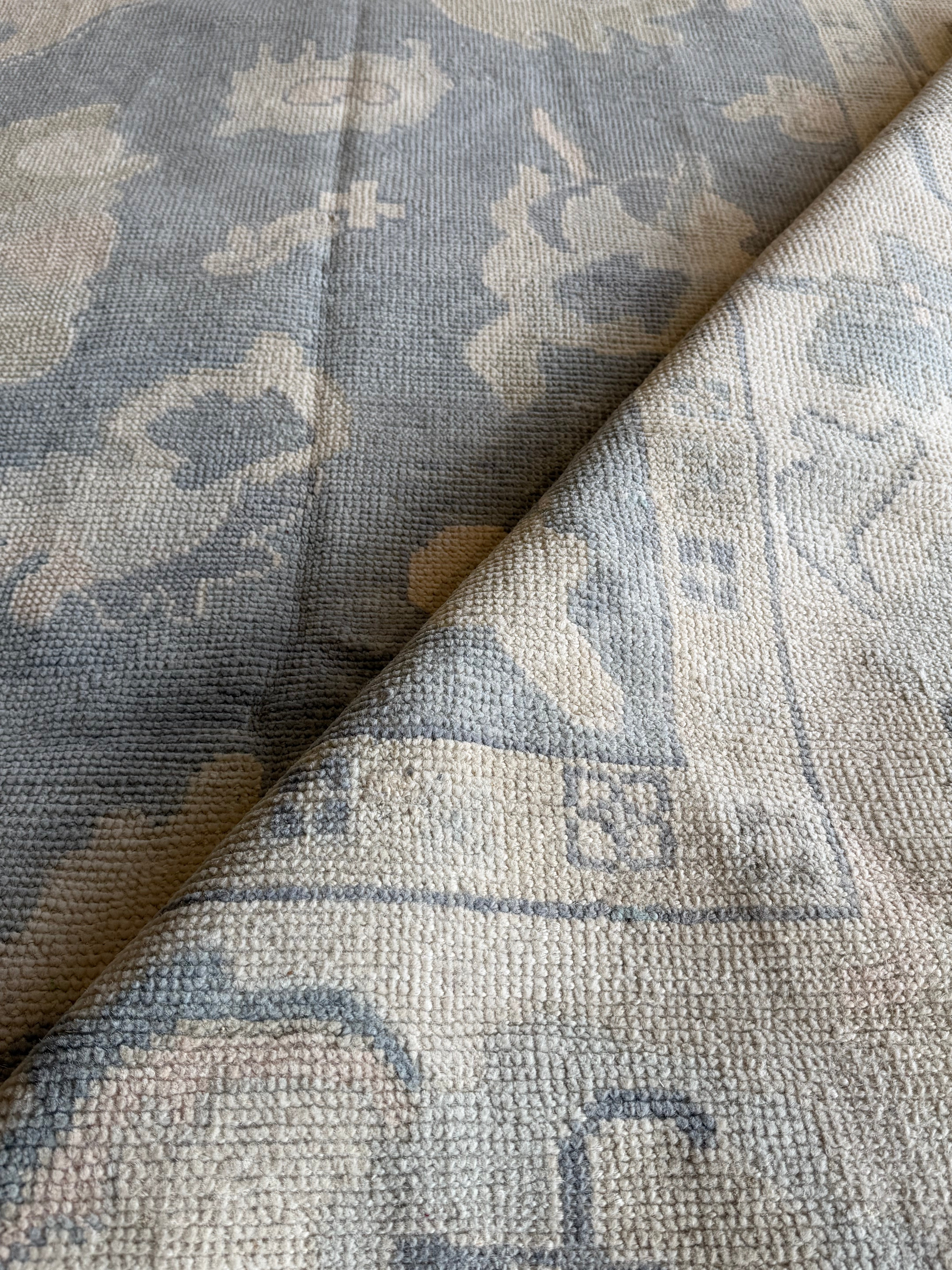 Kim Dillard 7.8x10 Blue Hand-Knotted Oushak