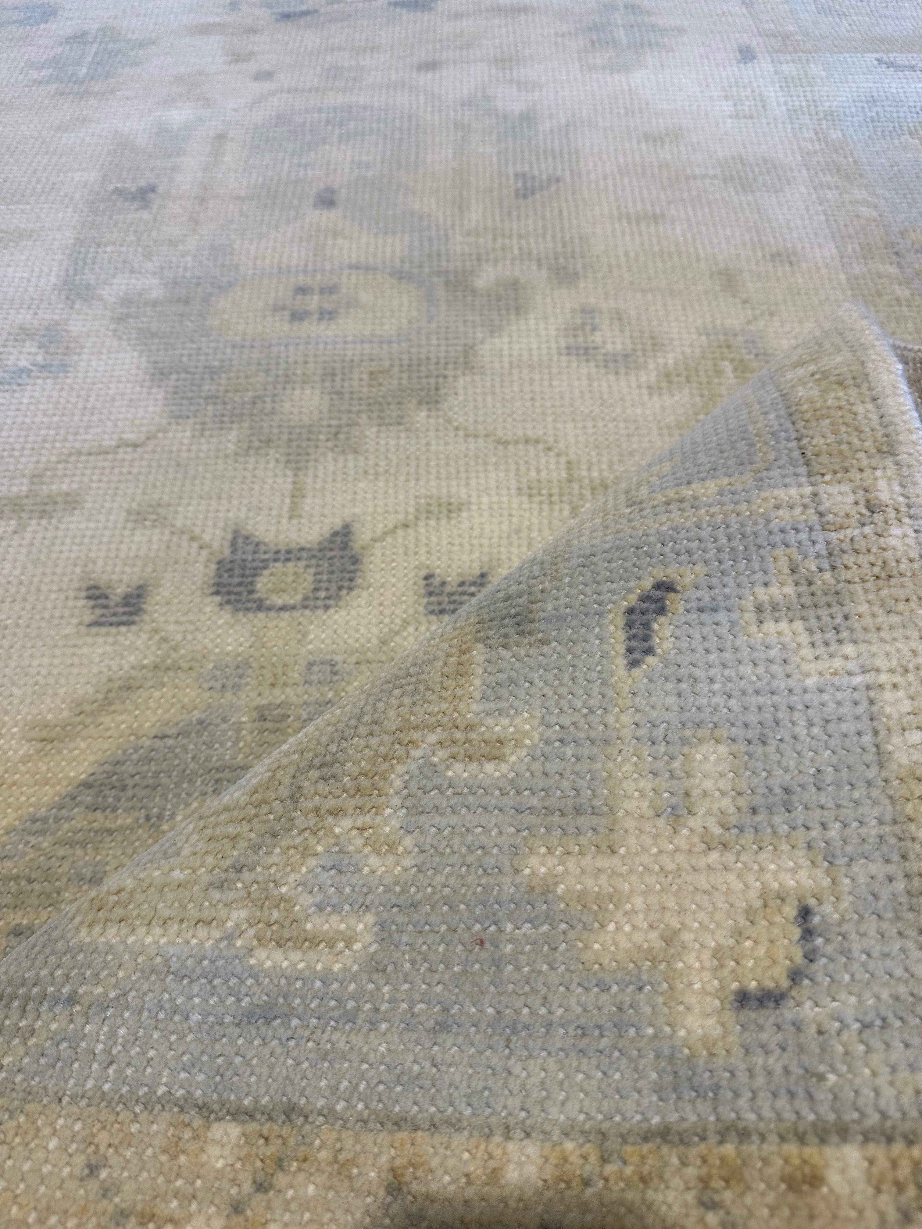 Carole Keen 8x9.9 Light Blue Hand-Knotted Oushak Rug