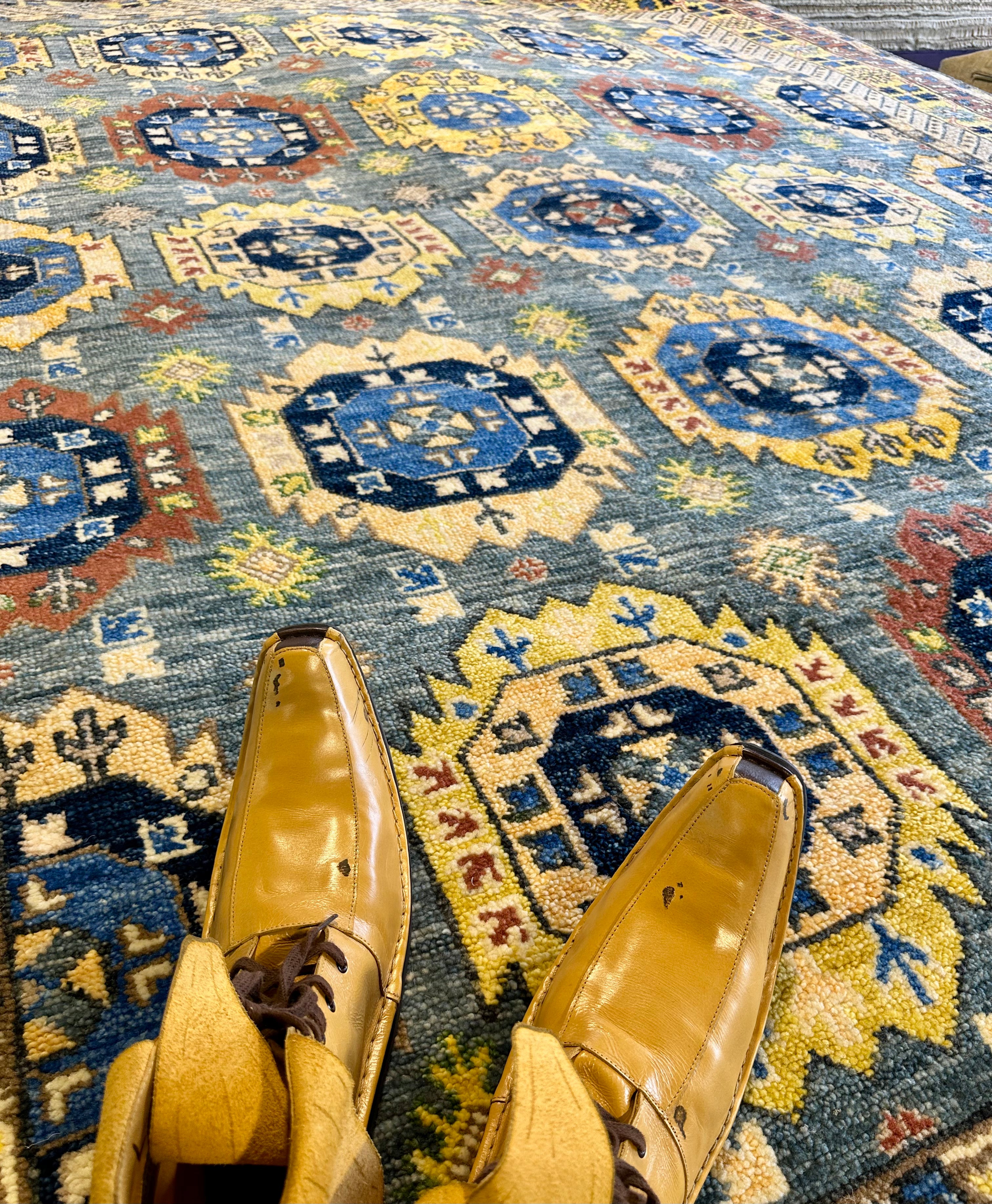 Harley 9x12 Blue and Gold Hand-Knotted Oushak Rug