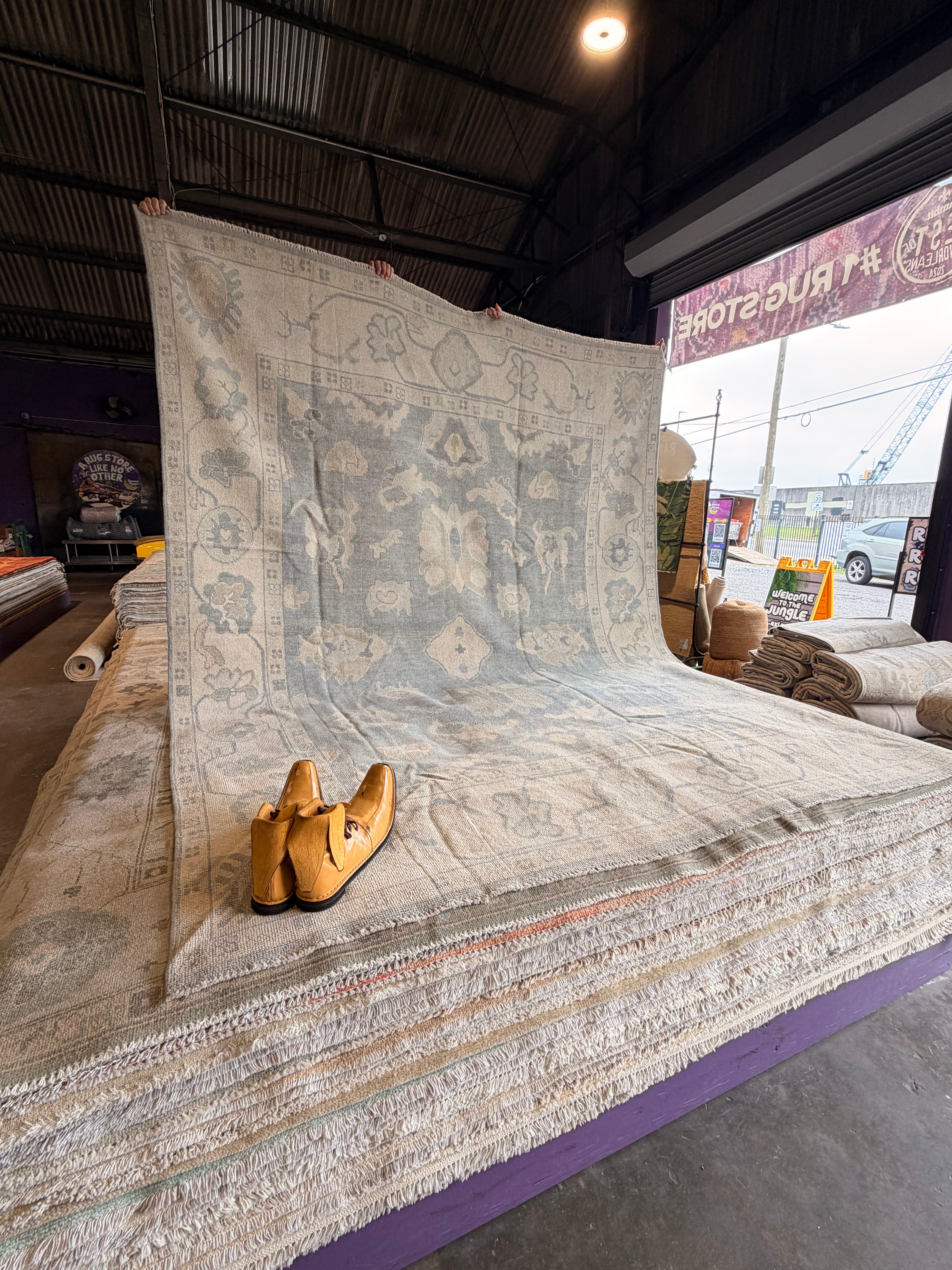 Kim Dillard 7.8x10 Blue Hand-Knotted Oushak