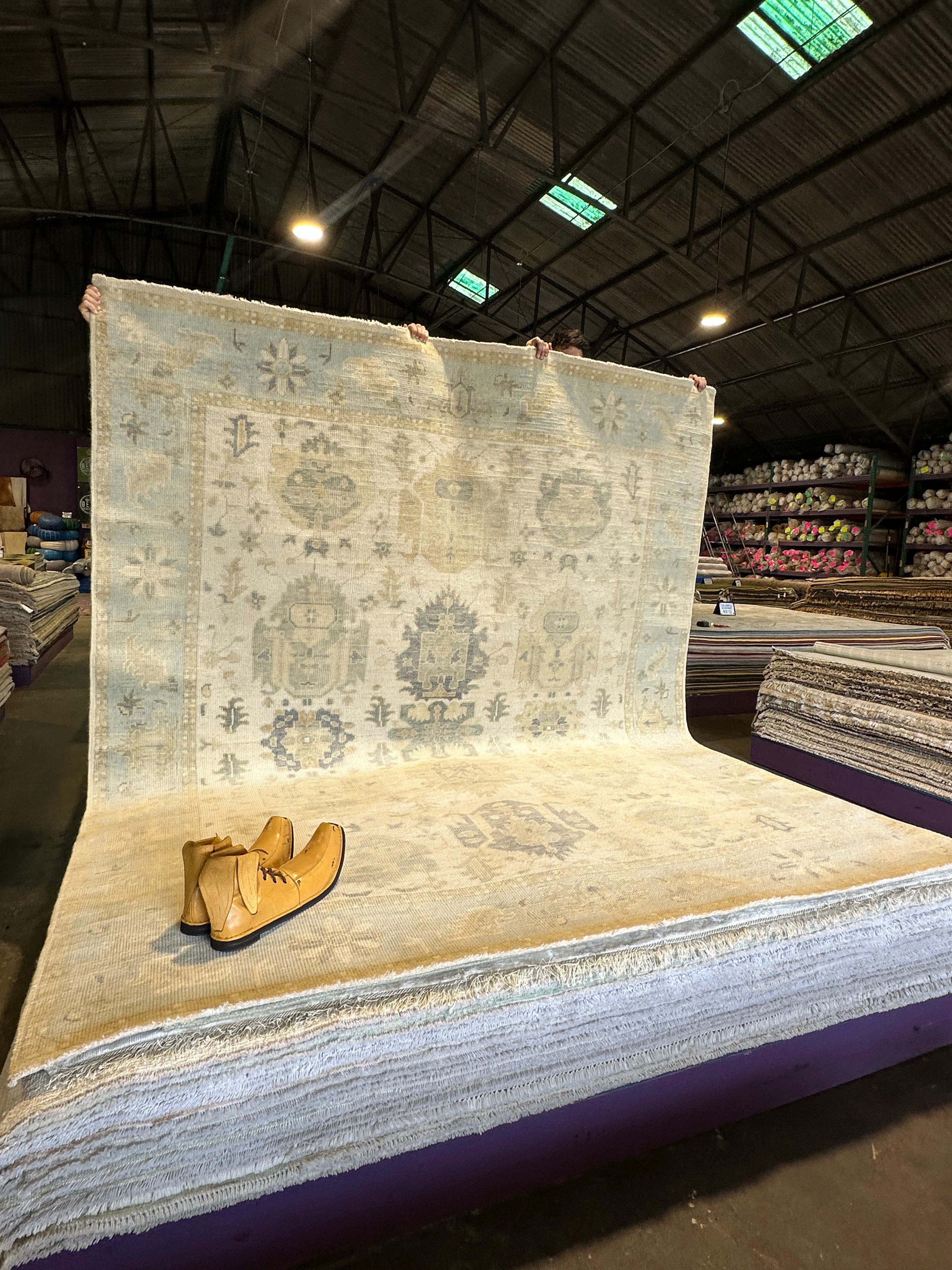 Carole Keen 8x9.9 Light Blue Hand-Knotted Oushak Rug