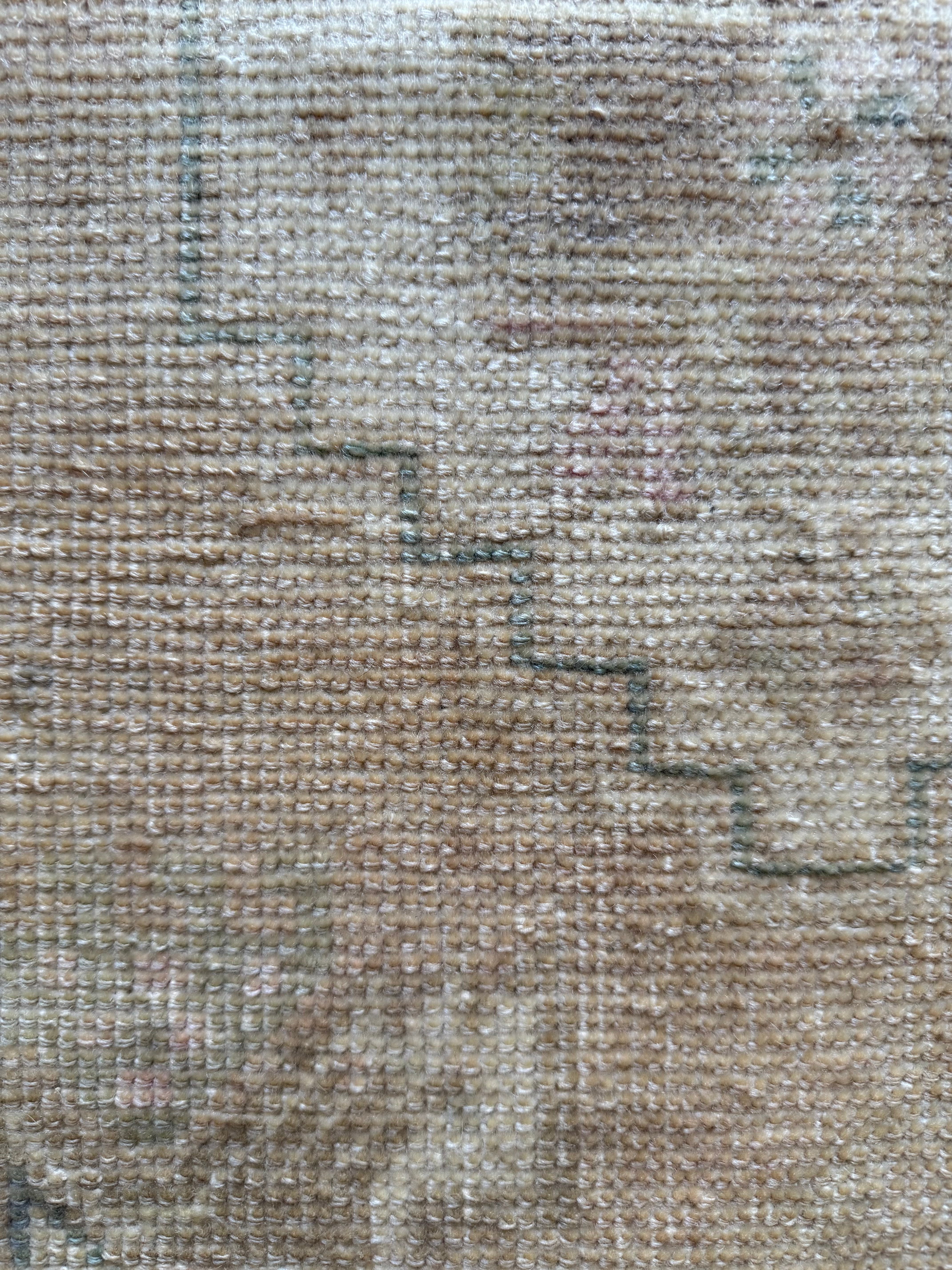 Vintage 1.5x2.10 Turkish Oushak Beige and Teal