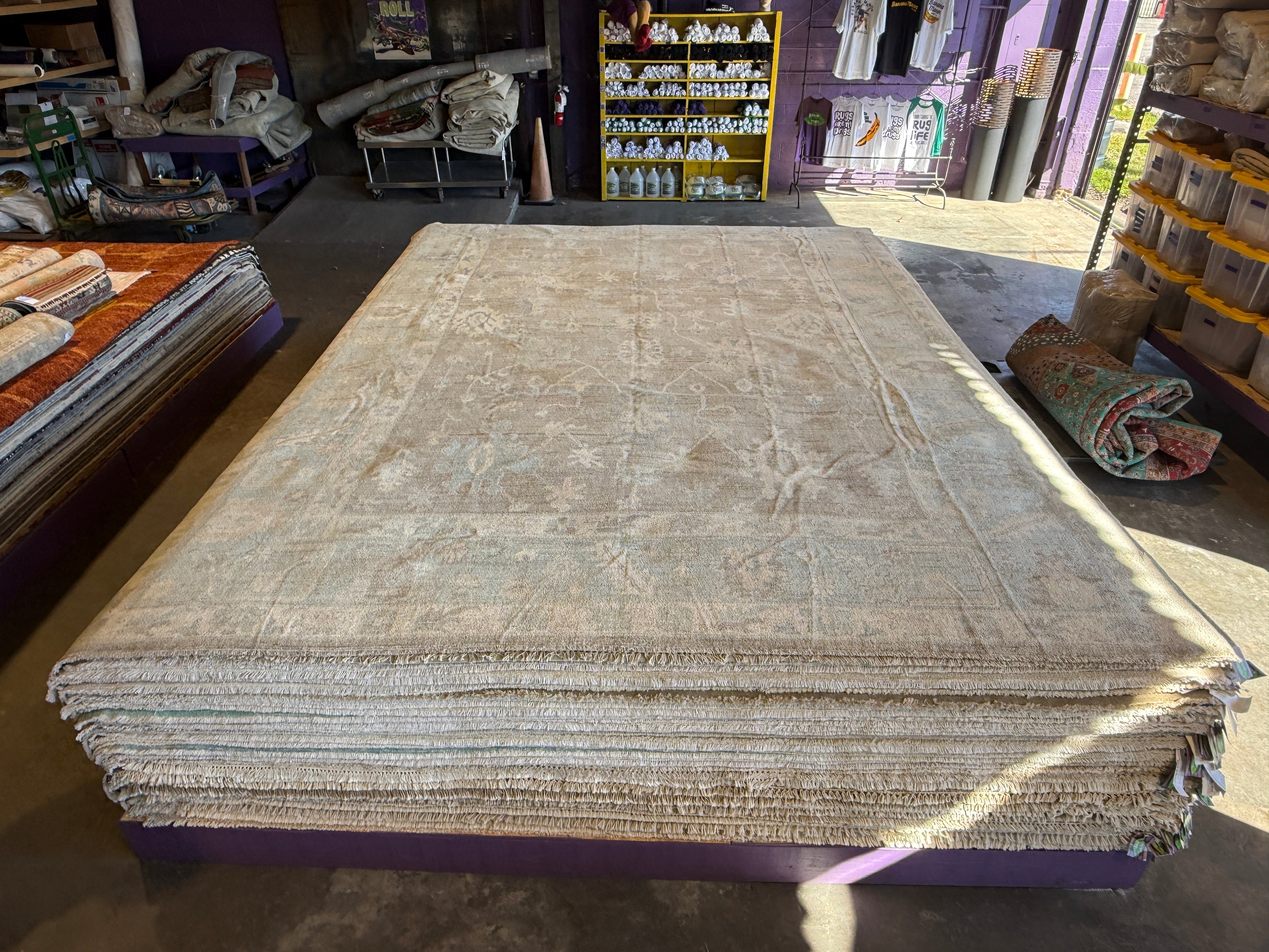 Rivers Spencer 10.1x13.10 Blue Afghani Whitewashed Oushak