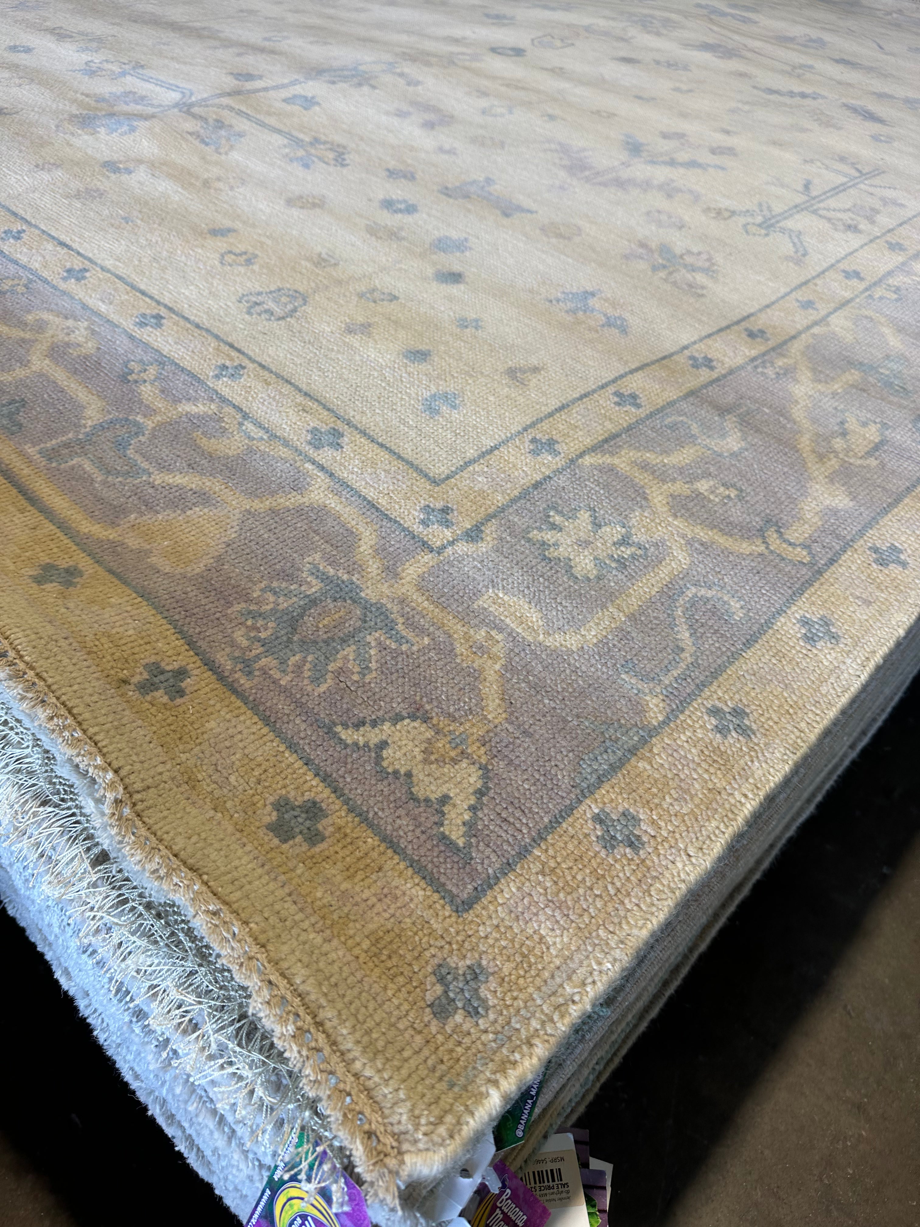 Alison Smith 8x10 Lavender Hand-Knotted Oushak Rug