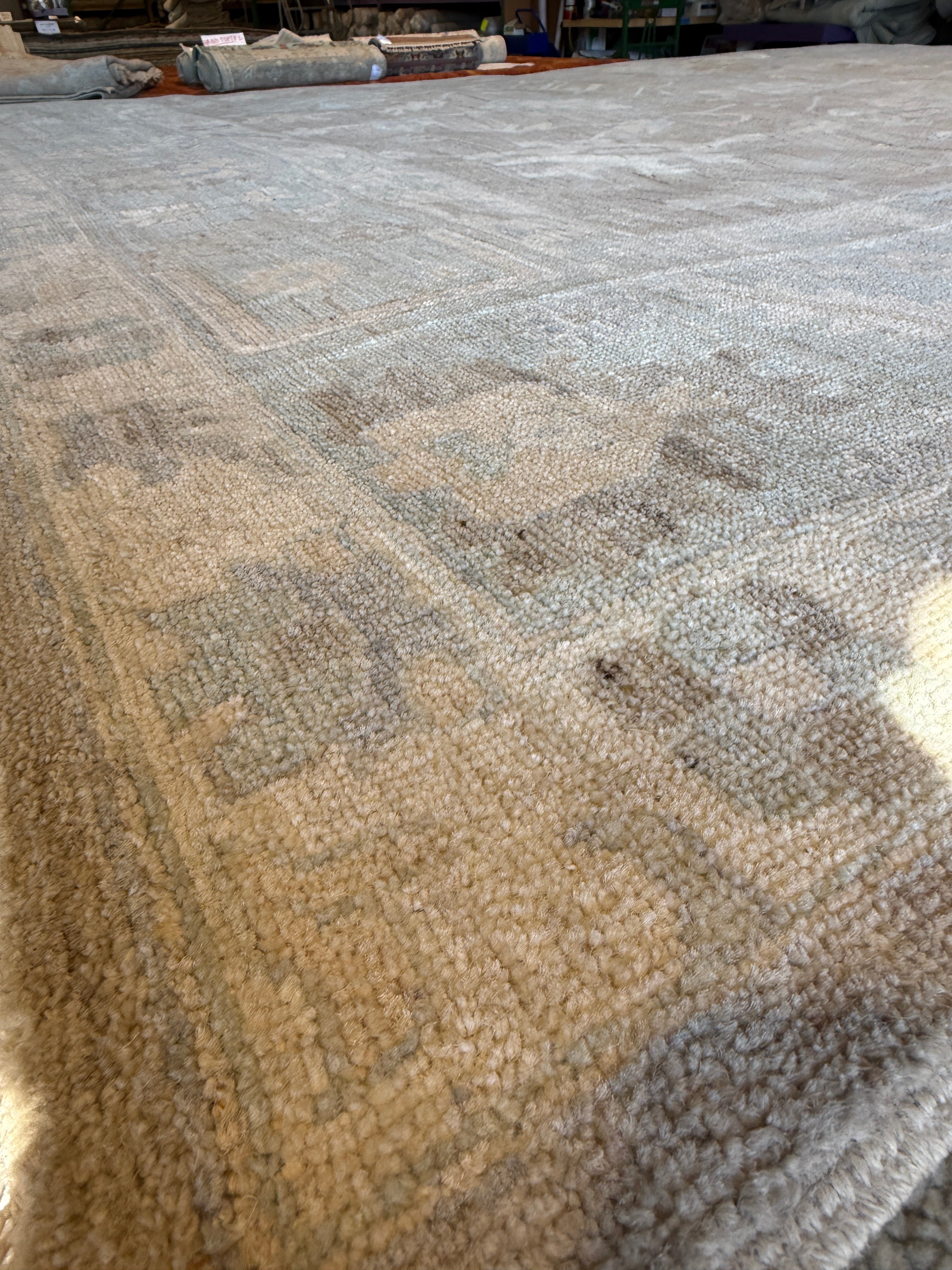 Rivers Spencer 10.1x13.10 Blue Afghani Whitewashed Oushak