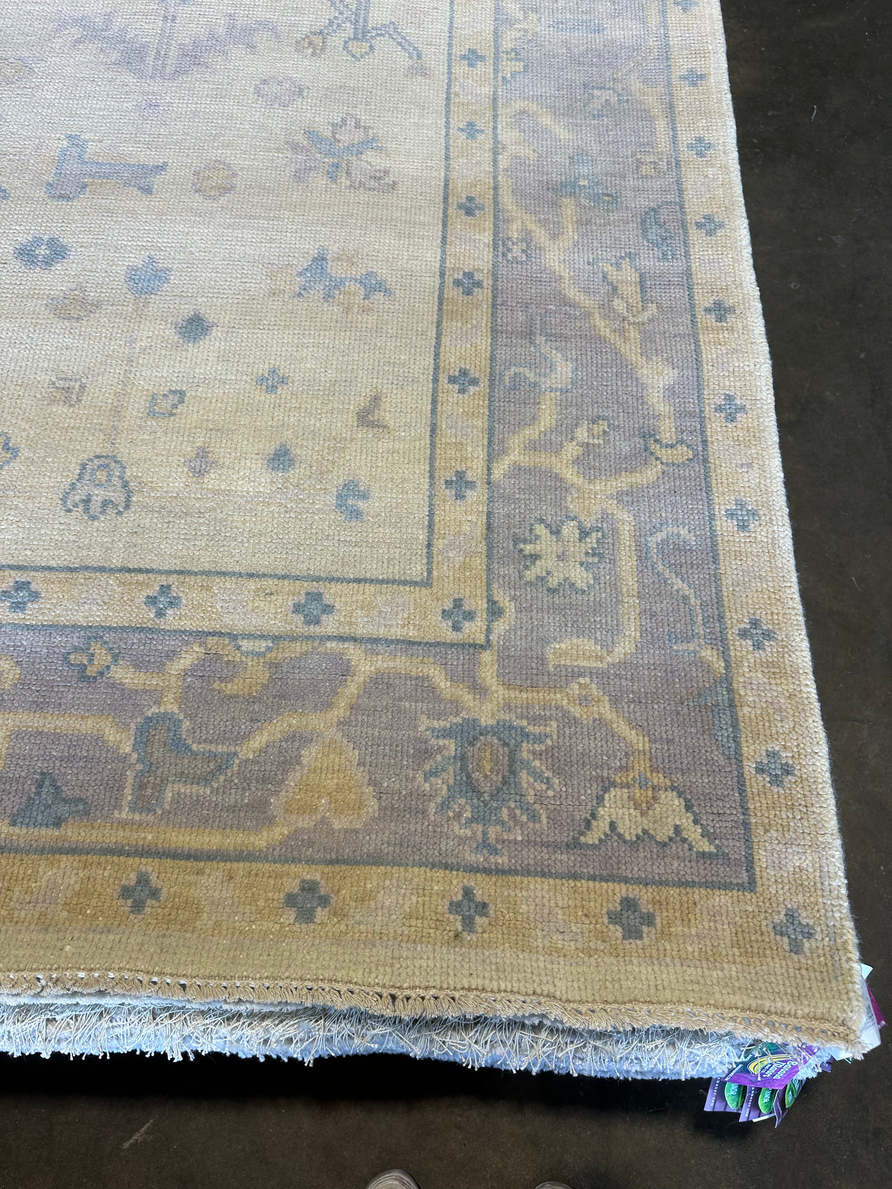 Alison Smith 8x10 Lavender Hand-Knotted Oushak Rug
