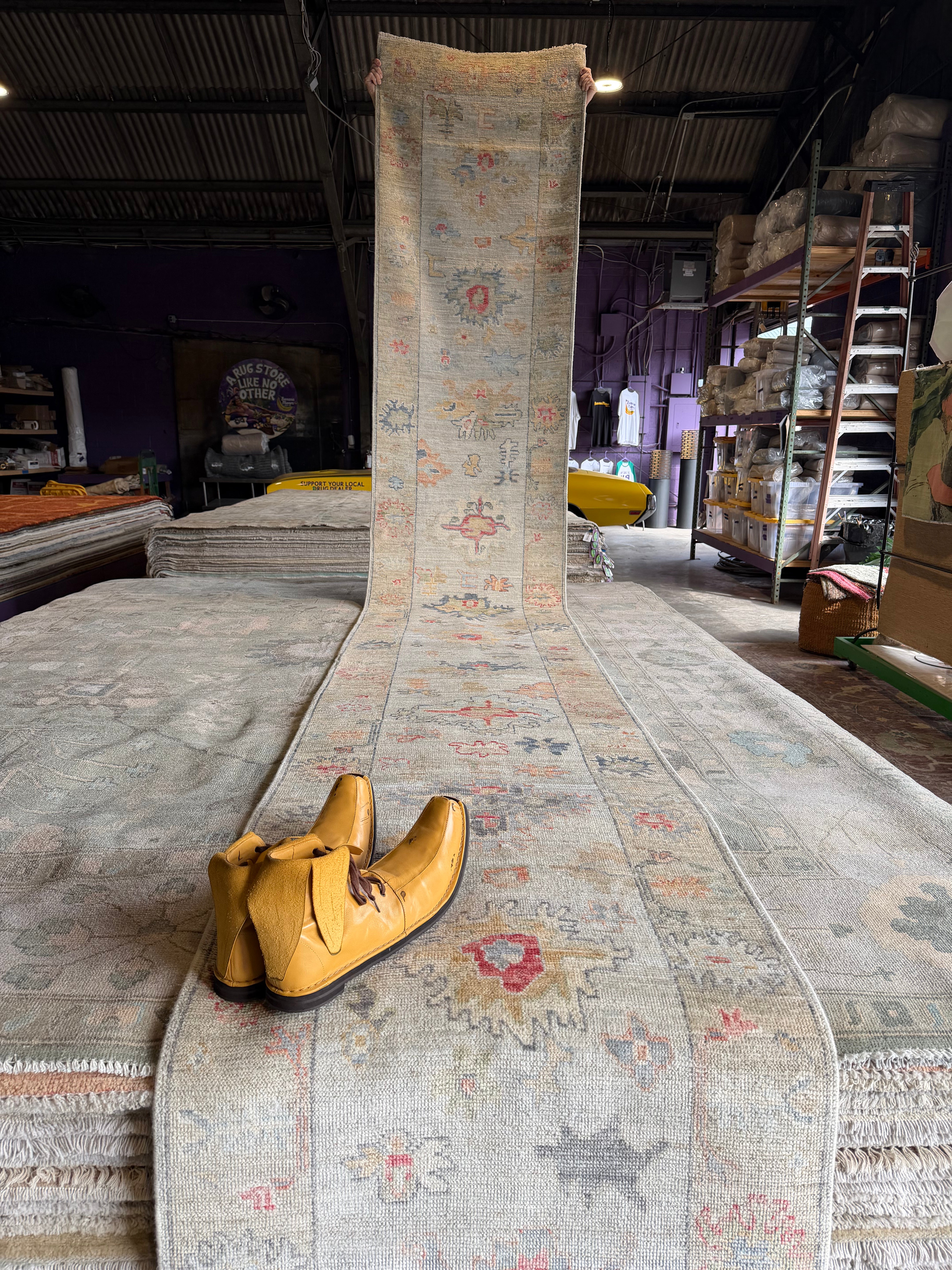 Samantha Clifford 2.7x18 Blue Whitewashed Hand-Knotted Oushak Runner