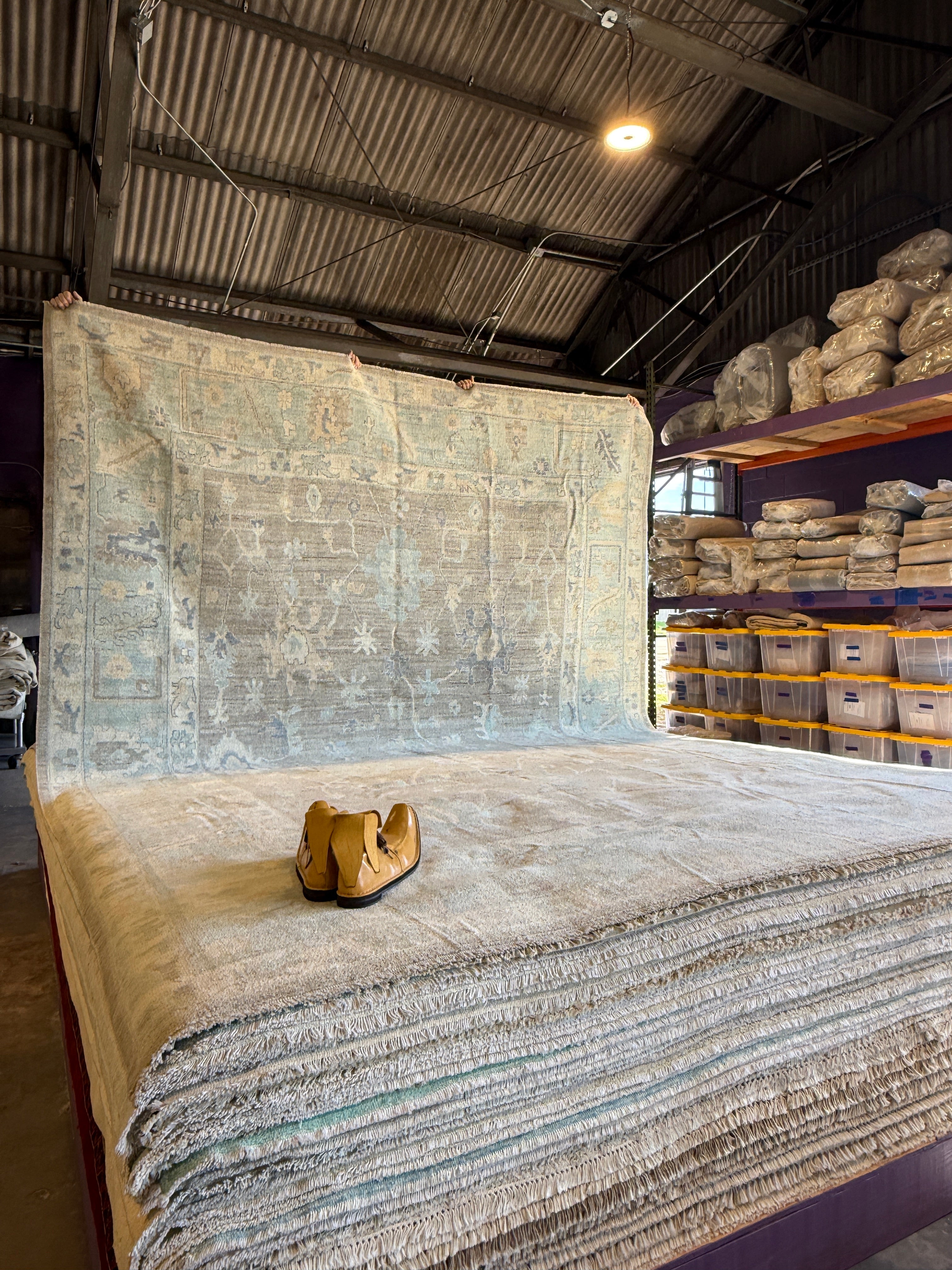 Rivers Spencer 10.1x13.10 Blue Afghani Whitewashed Oushak