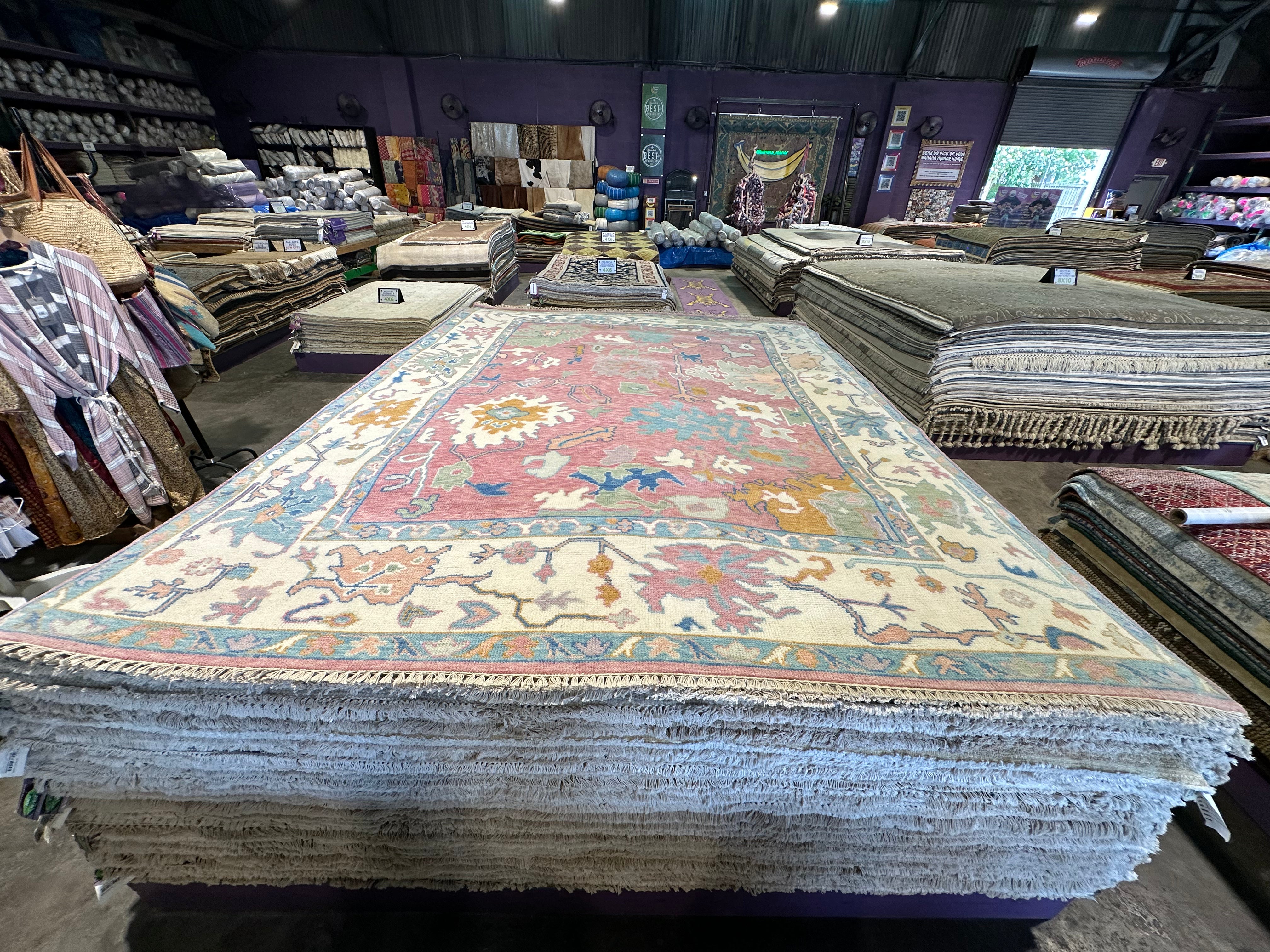 Alabama Barker 8x10 Pink Hand-Knotted Oushak Rug