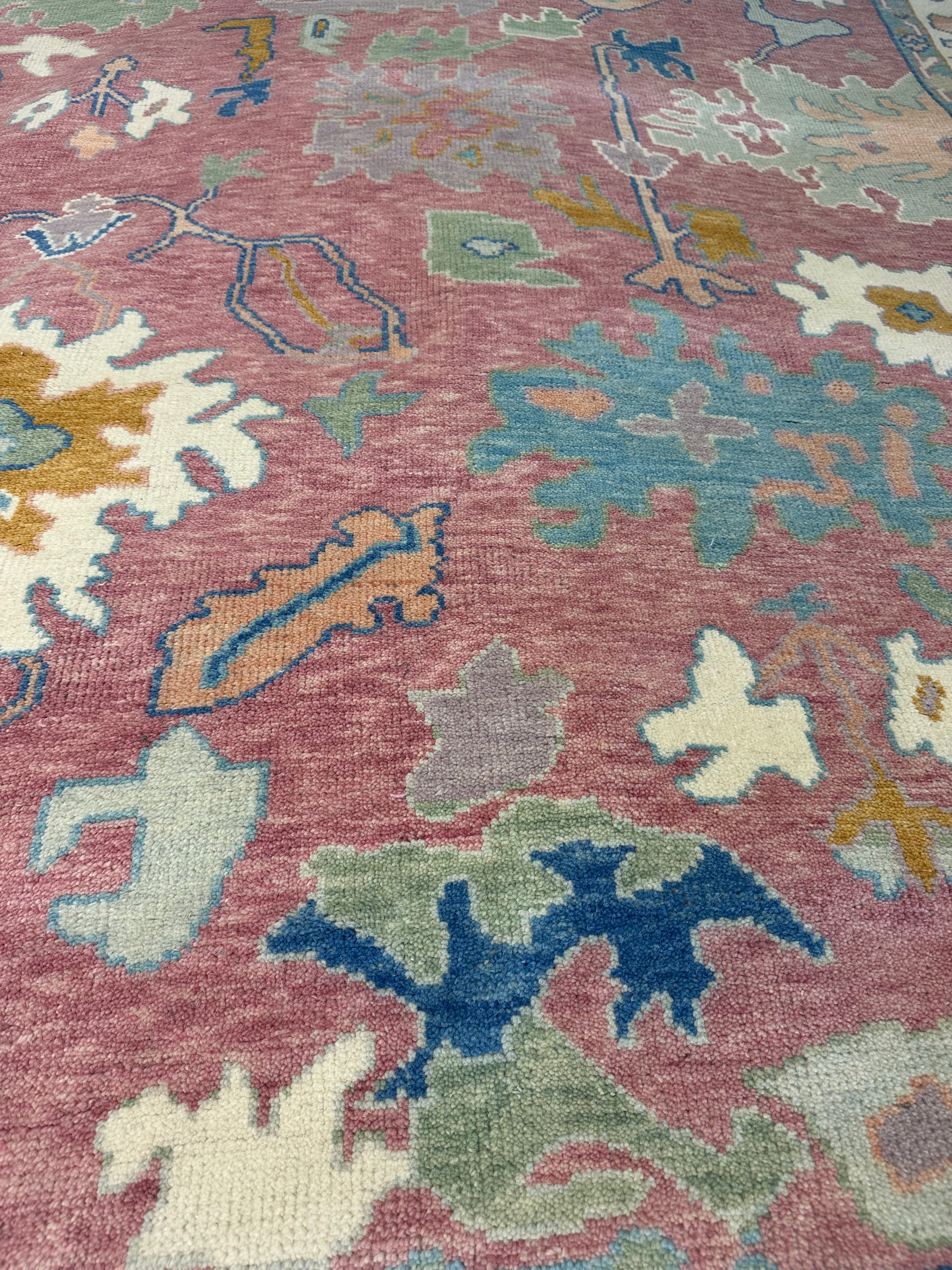 Alabama Barker 8x10 Pink Hand-Knotted Oushak Rug