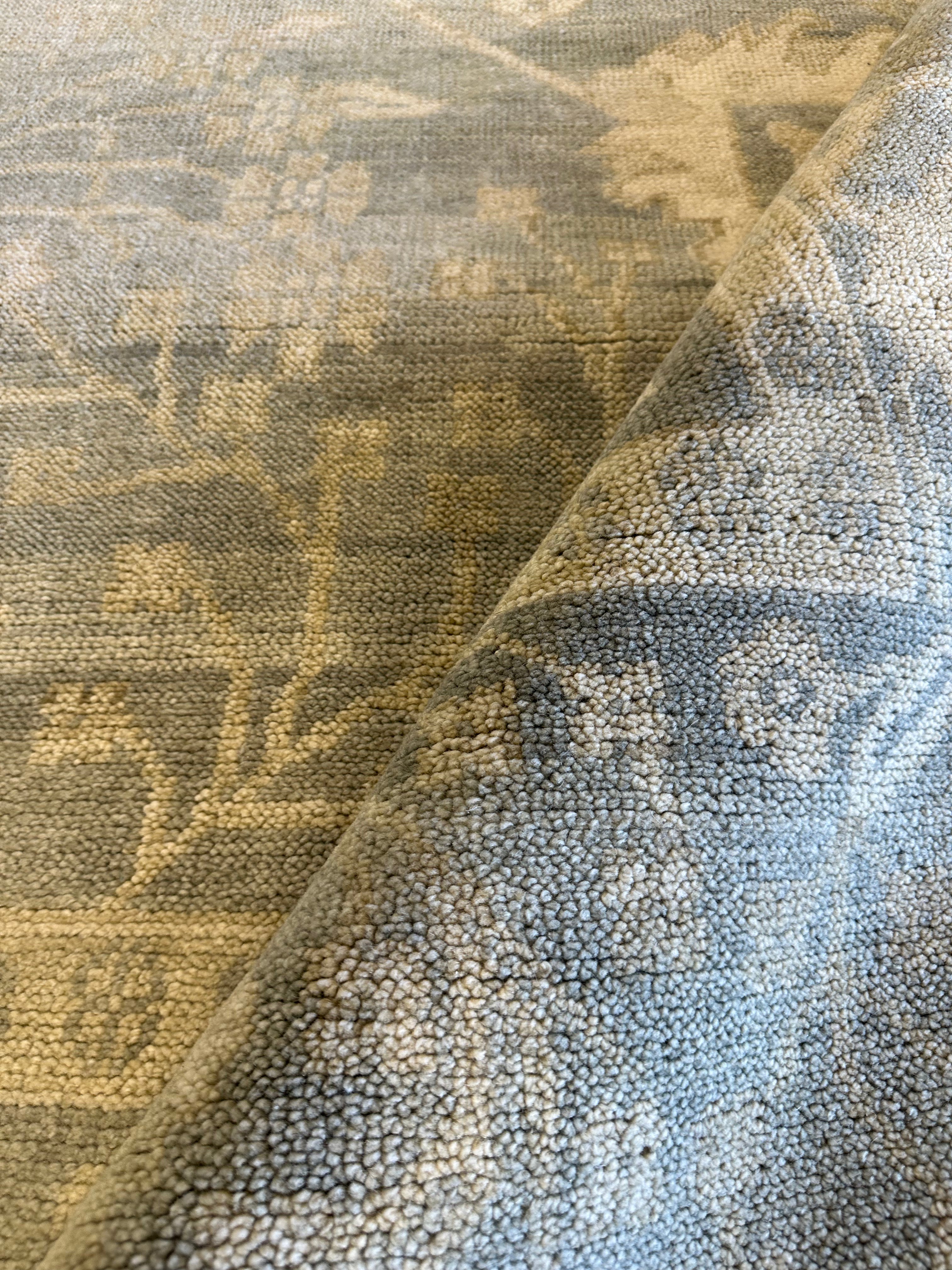 Claudia Lonow 9x12 Silver & Grey Hand-Knotted Turkish Oushak