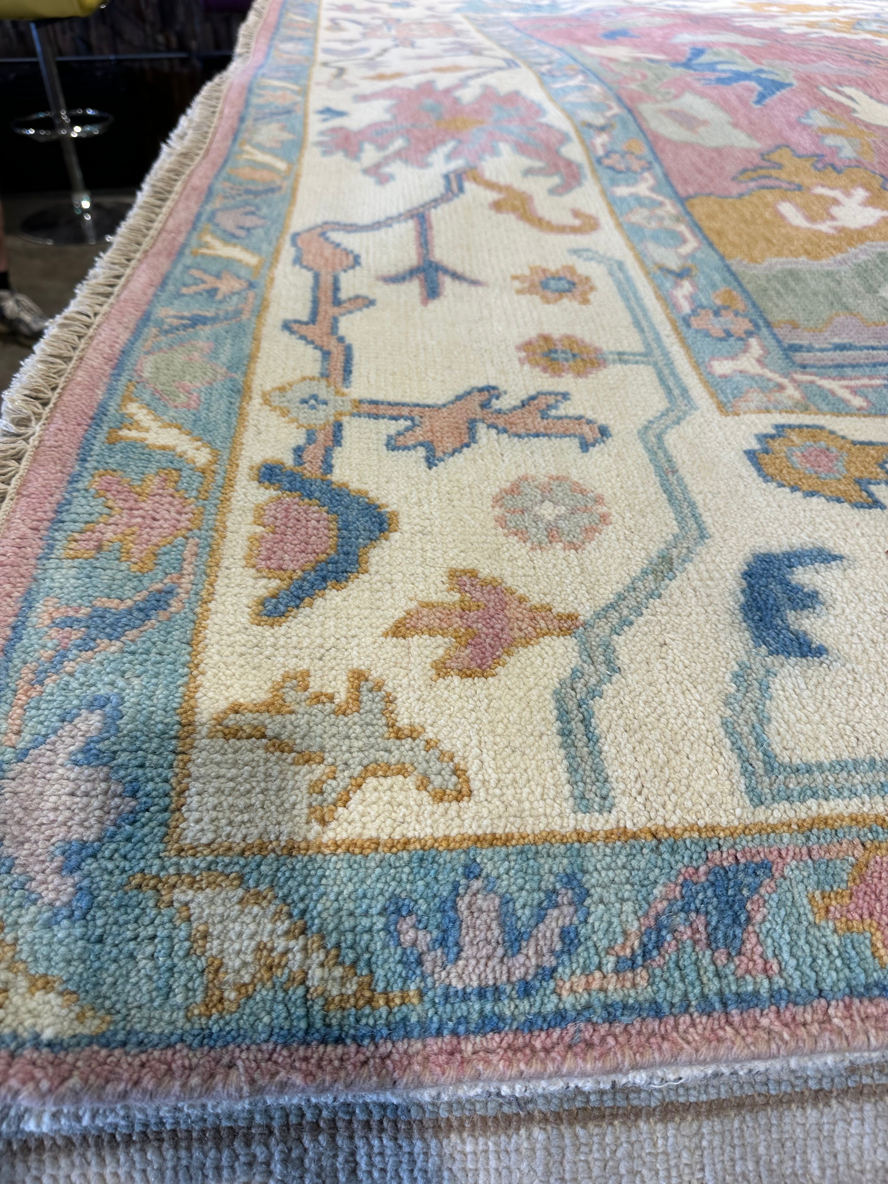 Alabama Barker 8x10 Pink Hand-Knotted Oushak Rug