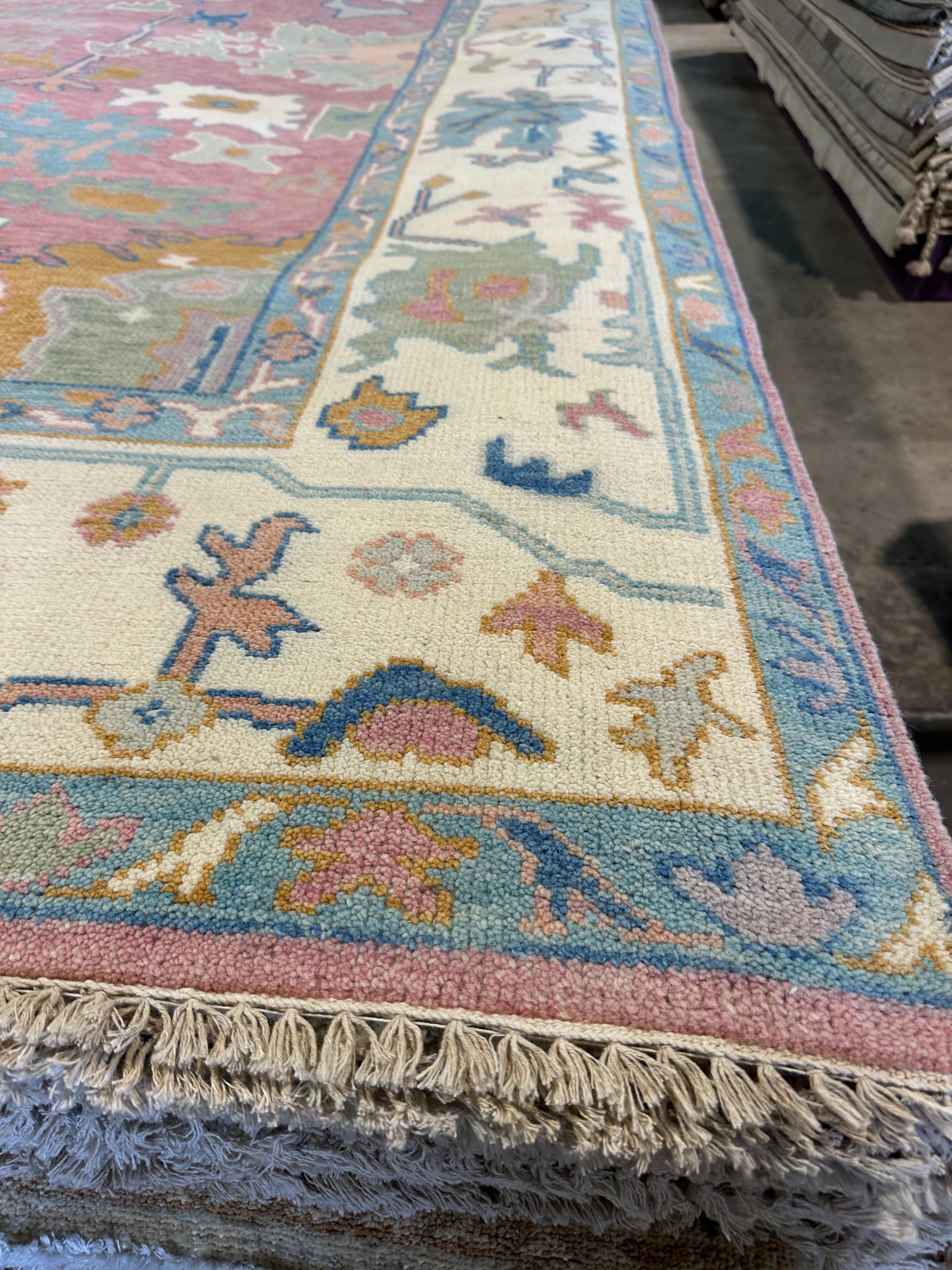 Alabama Barker 8x10 Pink Hand-Knotted Oushak Rug