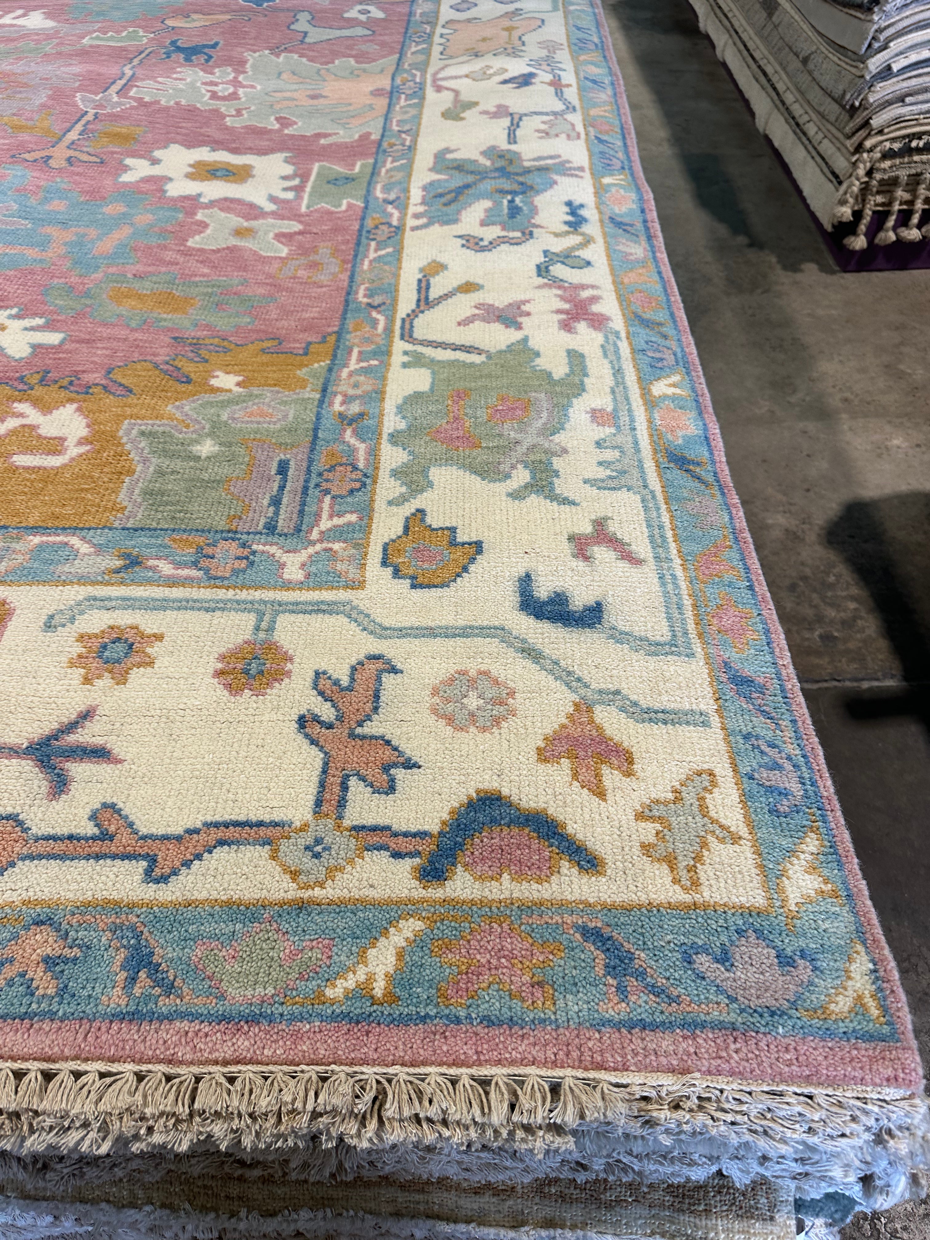 Alabama Barker 8x10 Pink Hand-Knotted Oushak Rug
