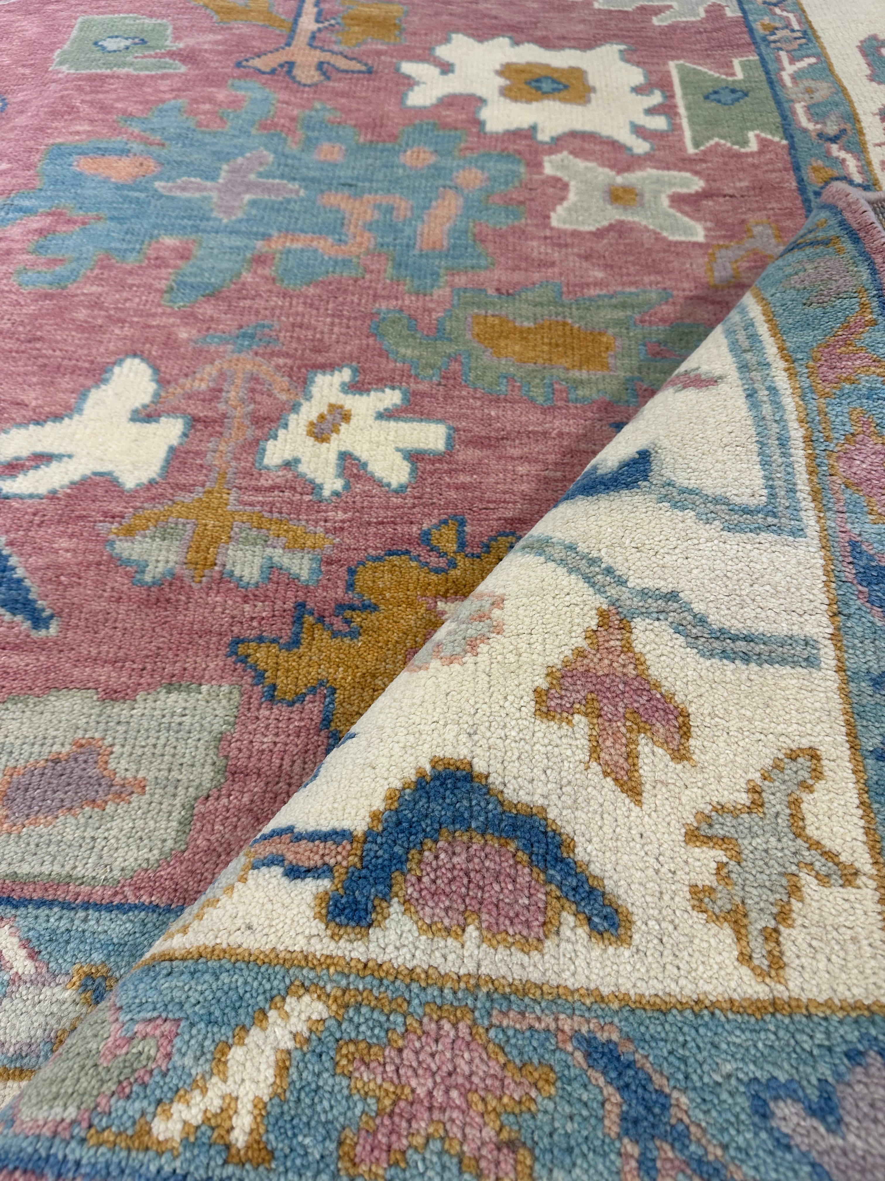 Alabama Barker 8x10 Pink Hand-Knotted Oushak Rug