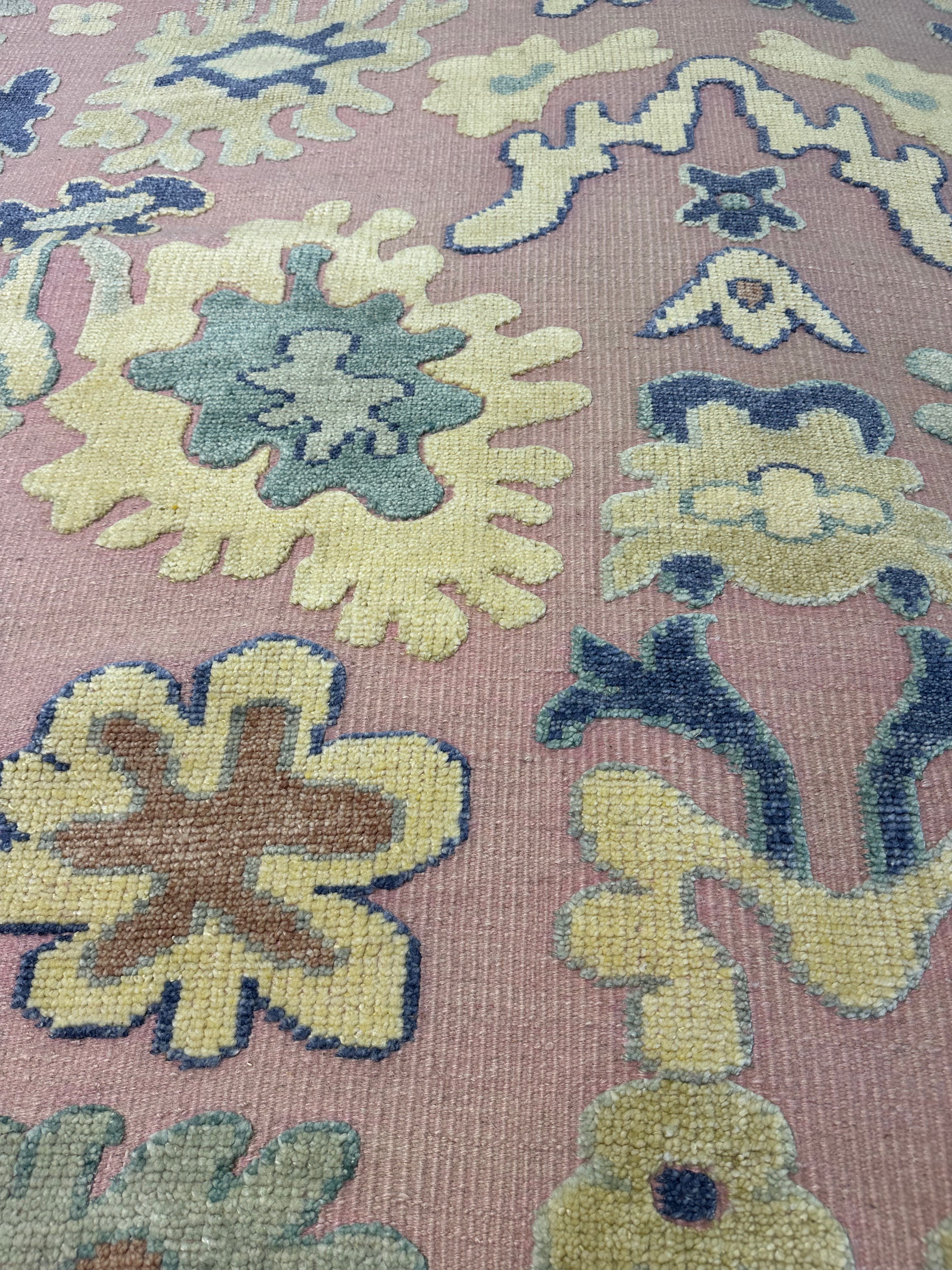 Jill Abramovitz 8x10 Light Pink Hand-Knotted Oushak Rug
