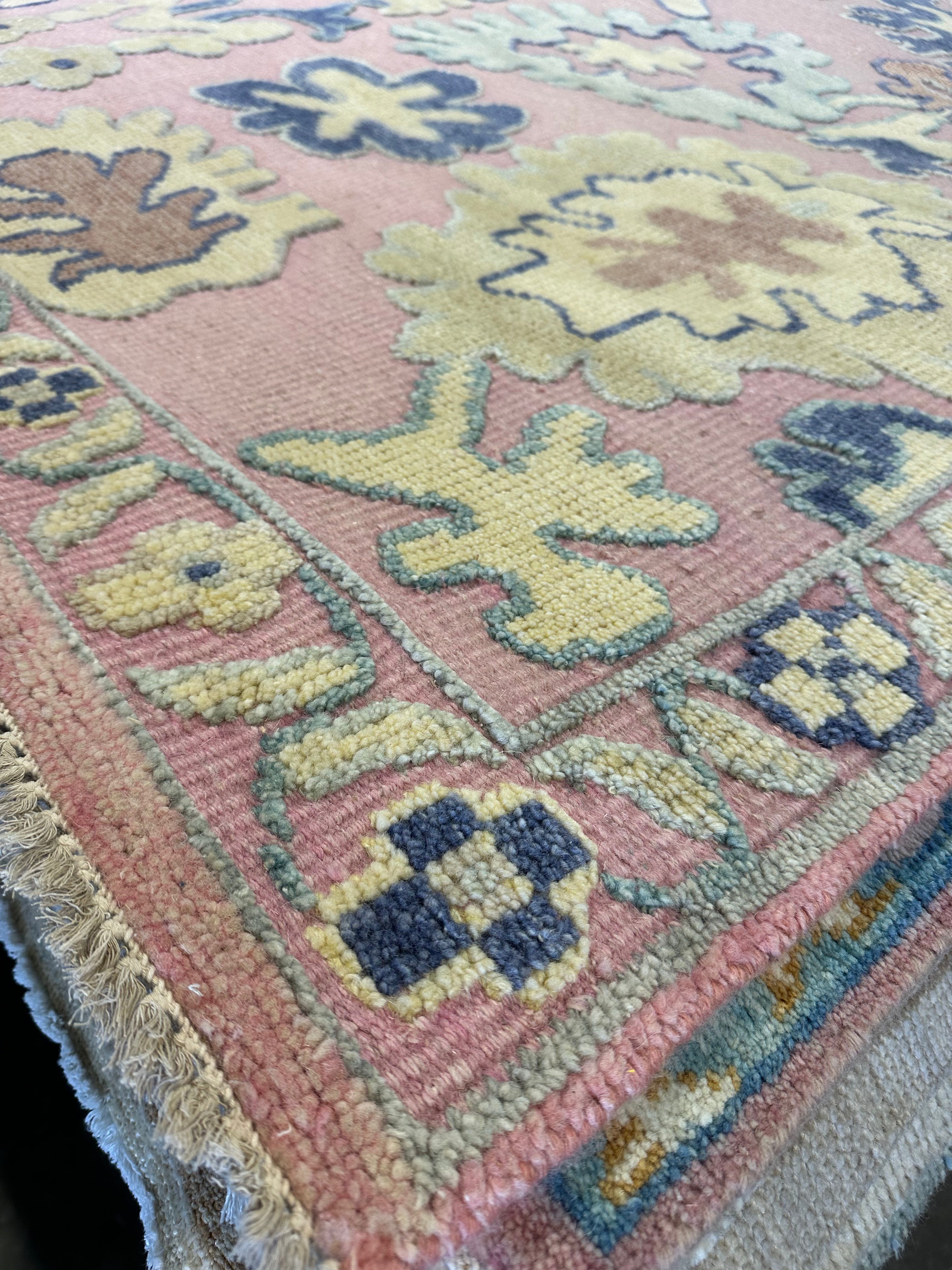 Jill Abramovitz 8x10 Light Pink Hand-Knotted Oushak Rug