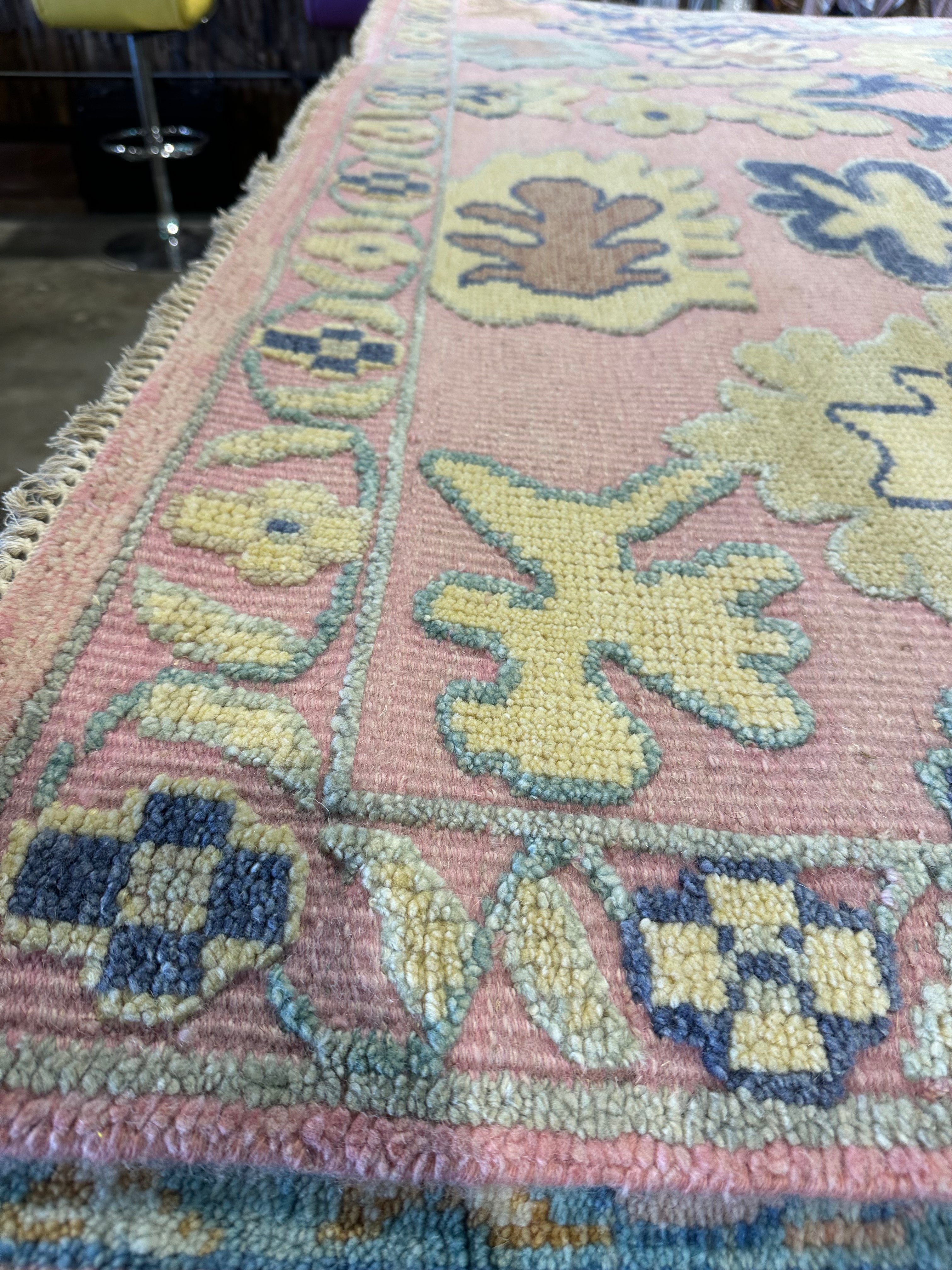 Jill Abramovitz 8x10 Light Pink Hand-Knotted Oushak Rug