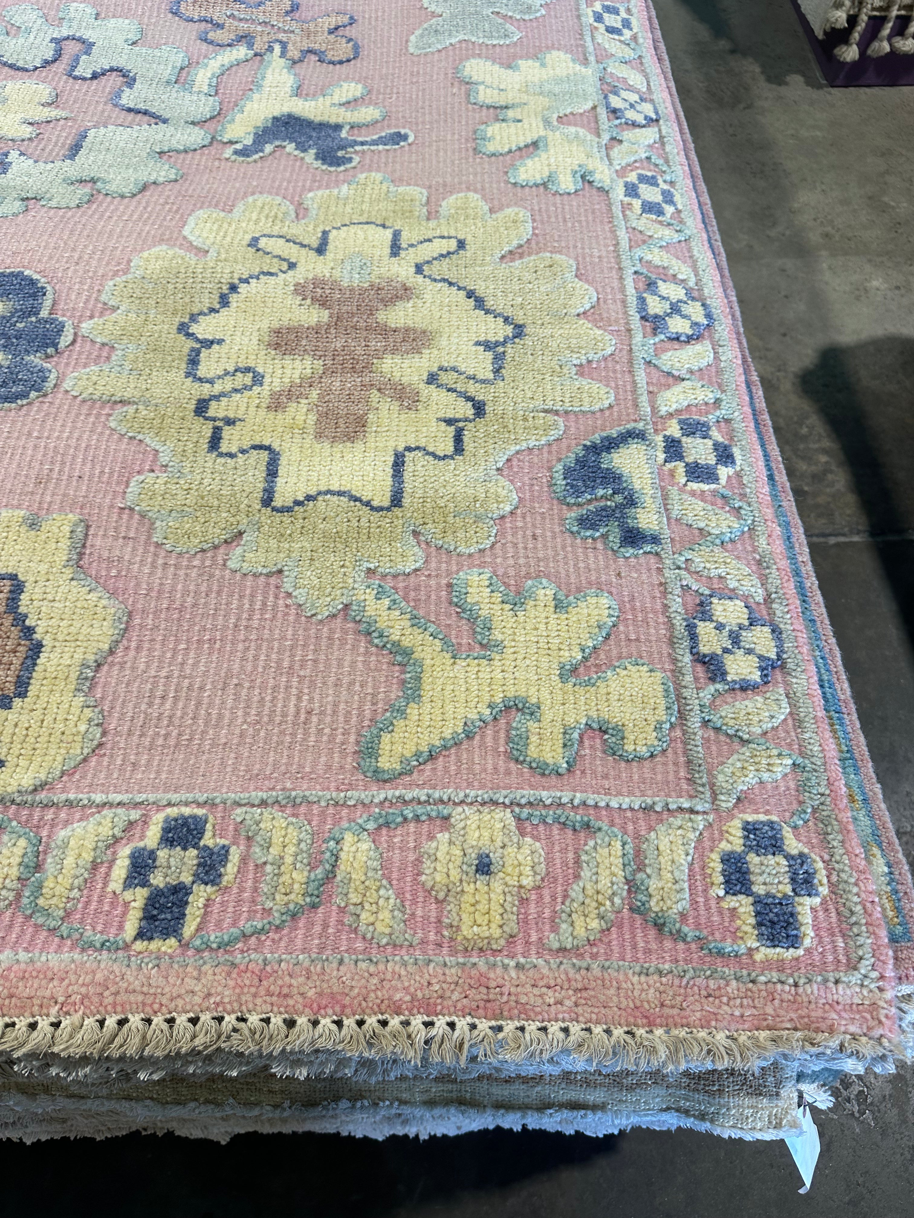 Jill Abramovitz 8x10 Light Pink Hand-Knotted Oushak Rug