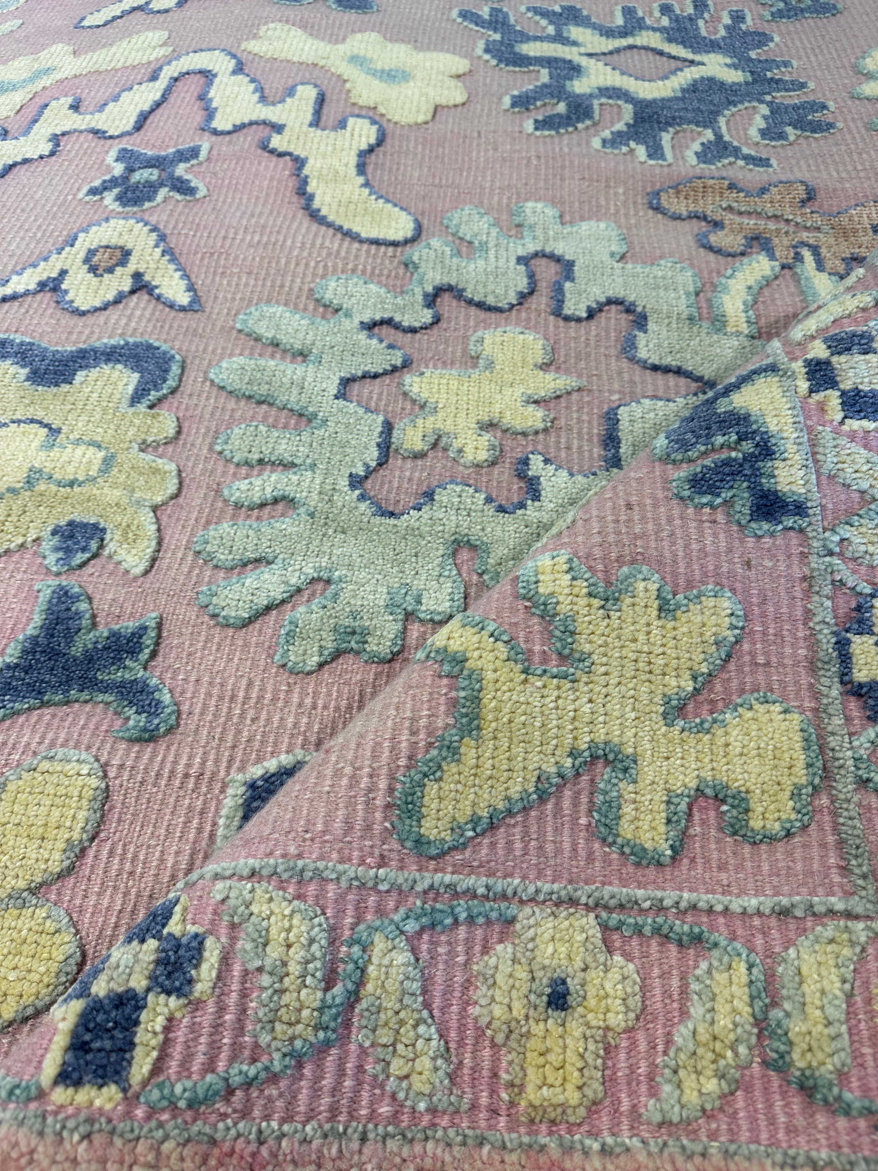 Jill Abramovitz 8x10 Light Pink Hand-Knotted Oushak Rug