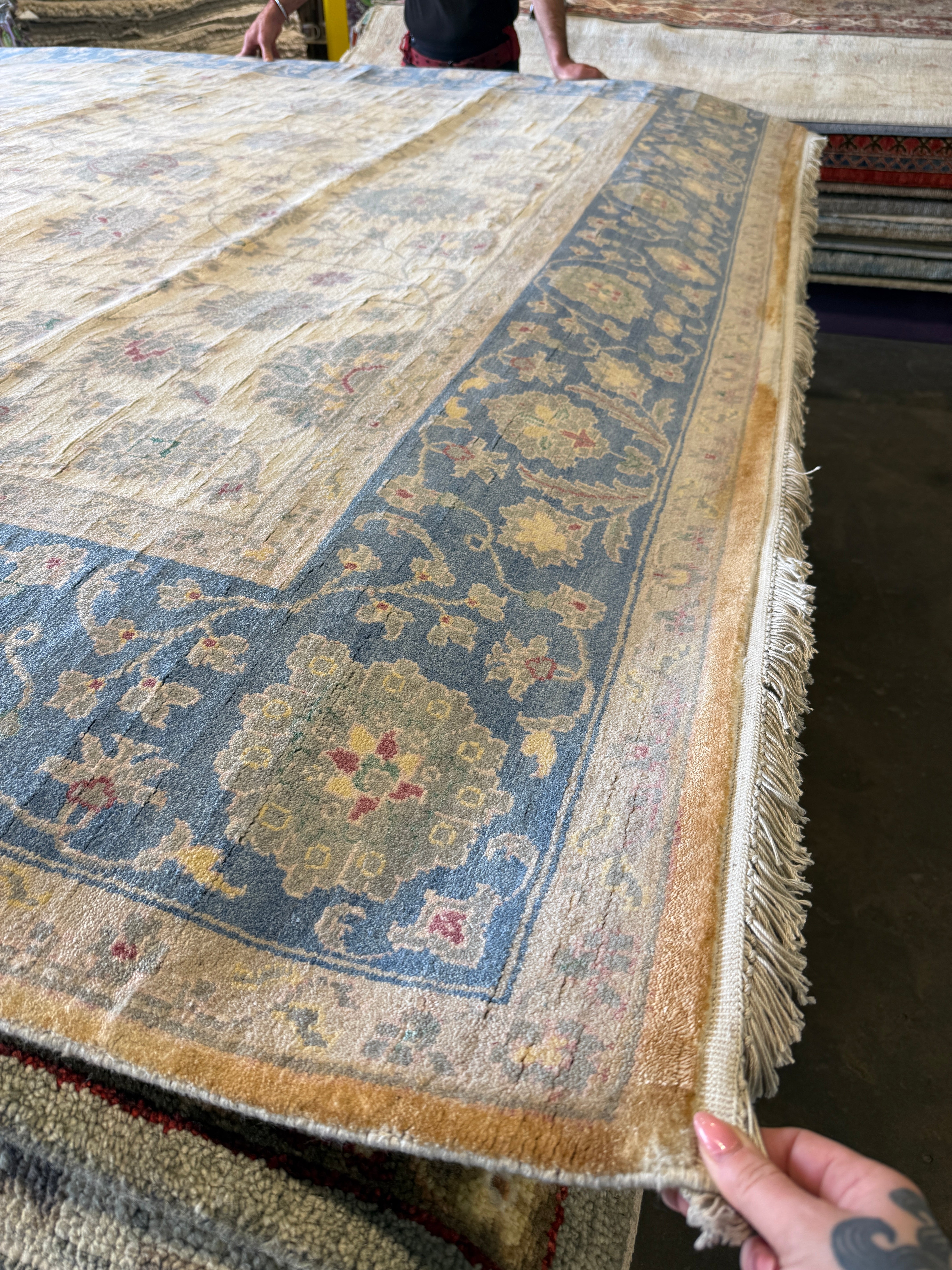 Rosetta 8x10.3 Ivory and Light Blue Oushak Rug CLEARANCE