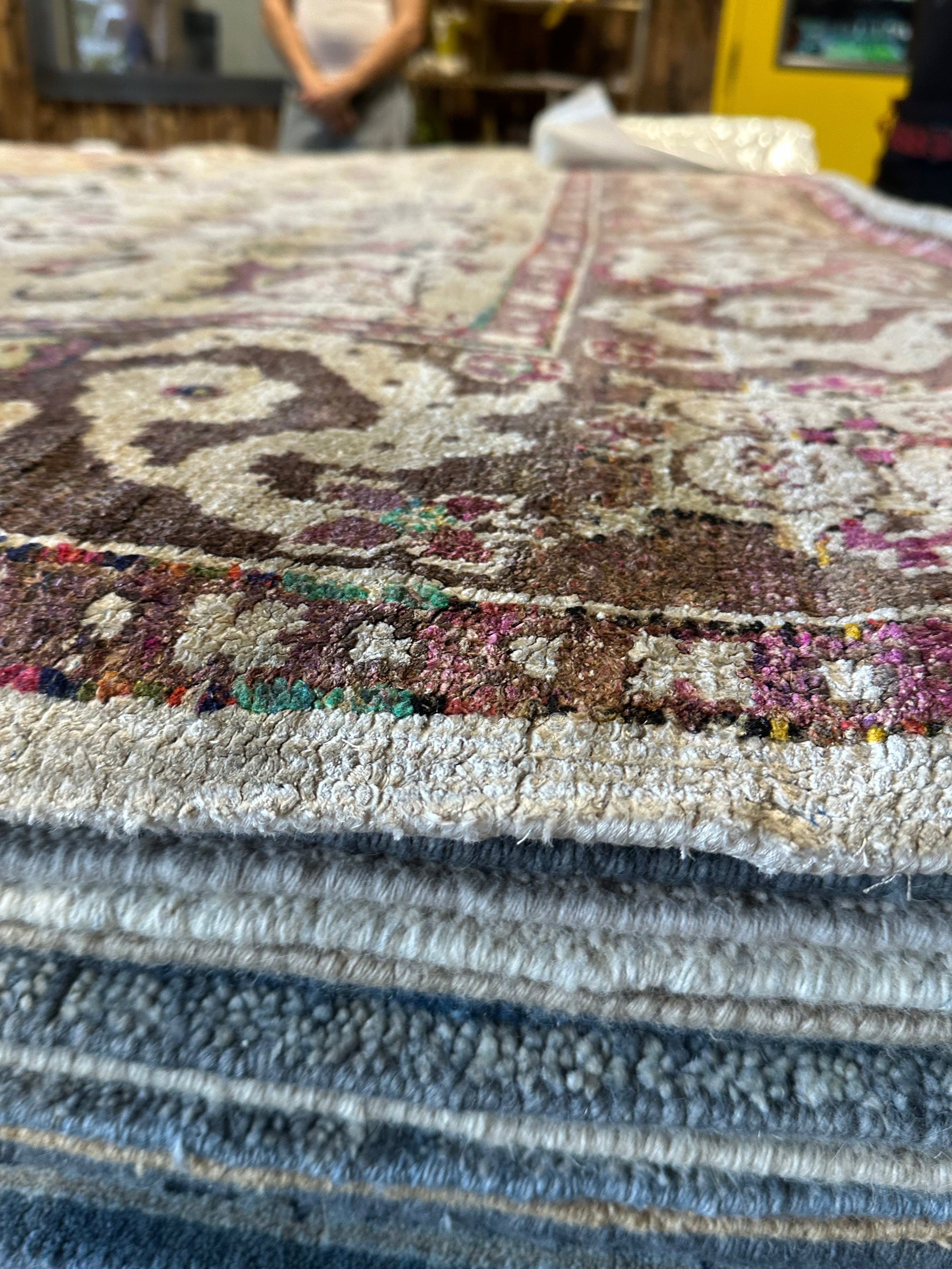 Trixie Kole 8x10 Beige Hand-Knotted Kashan Rug