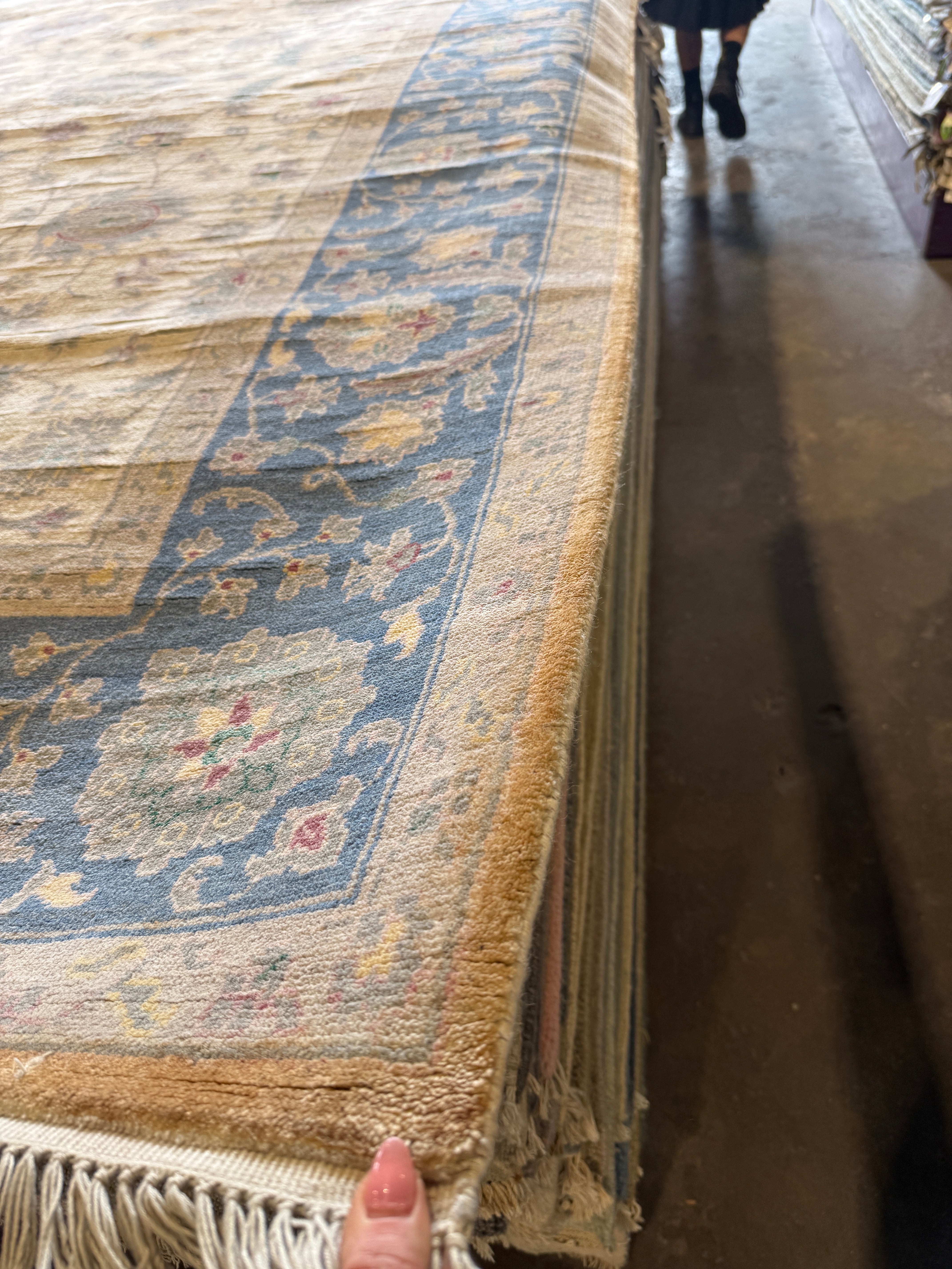 Rosetta 8x10.3 Ivory and Light Blue Oushak Rug CLEARANCE