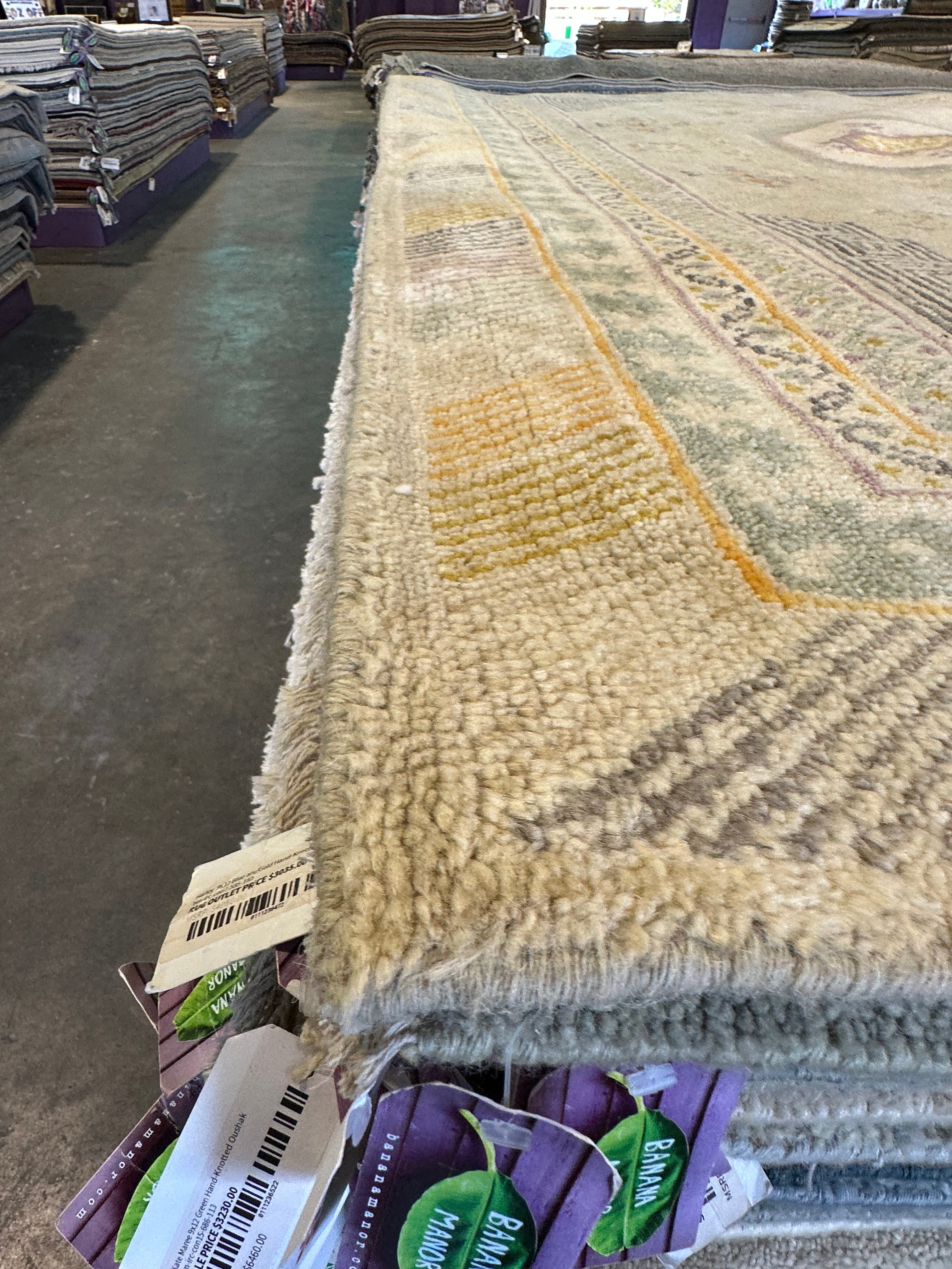 Donna Mills 9.3x12 Hand-Knotted Tan & Gold Oushak